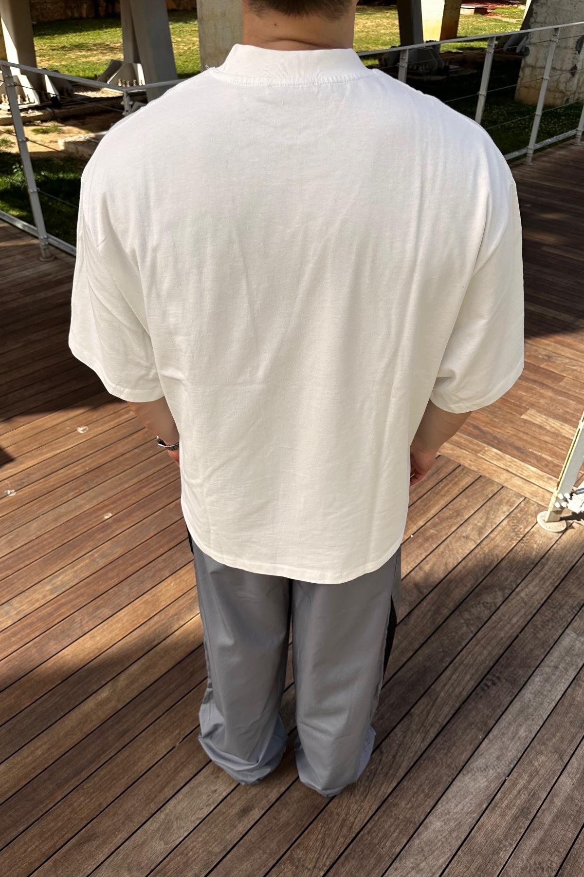Zr Krem Tok Kumaş Oversize Tshirt  T1137