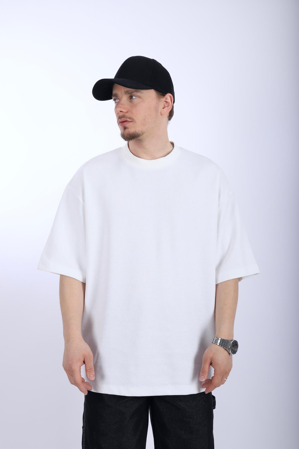 Zr Krem Waffle Kumaş Oversize Tshirt T992