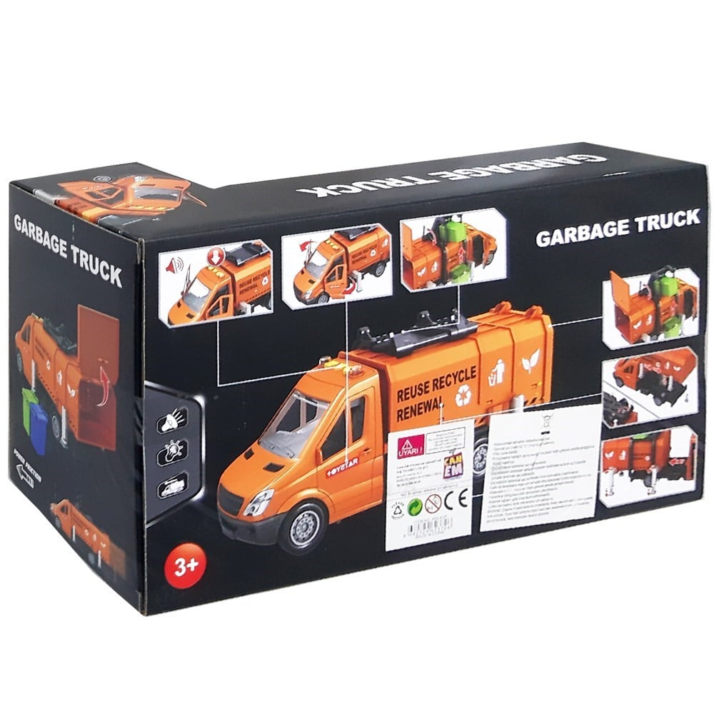 Canem Oyuncak Sesli Işıklı Sürtmeli Çöp Kamyonu 666-63P-Oyuncak Kamyon