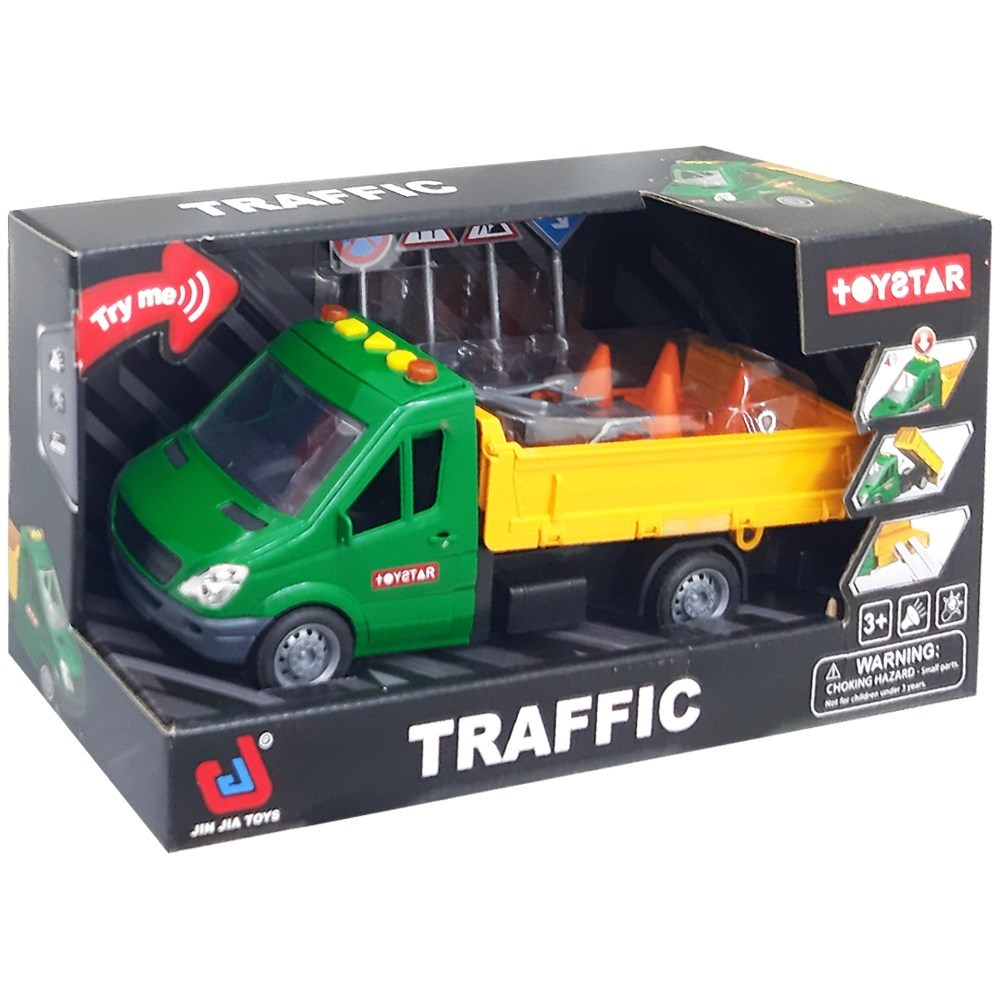 Canem Oyuncak Sesli Işıklı Sürtmeli Trafik Setli Kamyon 666-65P-Oyuncak Kamyon