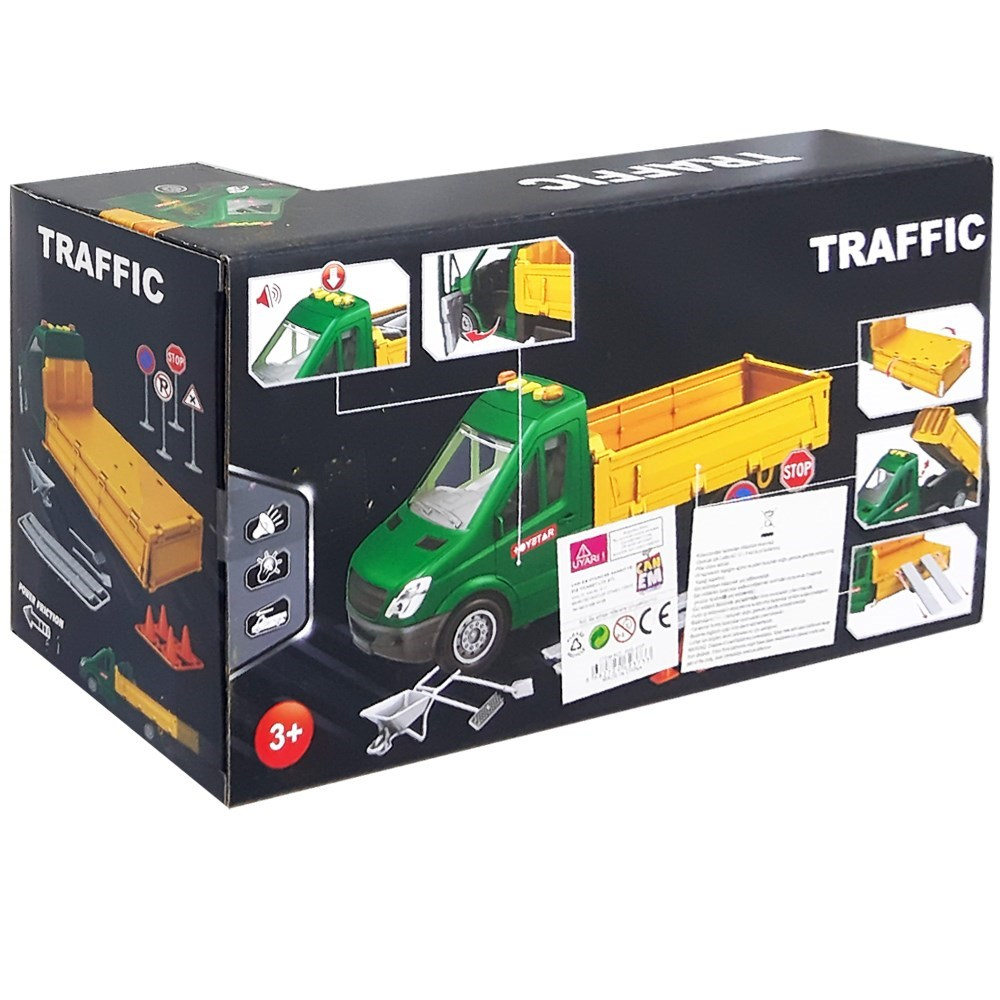 Canem Oyuncak Sesli Işıklı Sürtmeli Trafik Setli Kamyon 666-65P-Oyuncak Kamyon