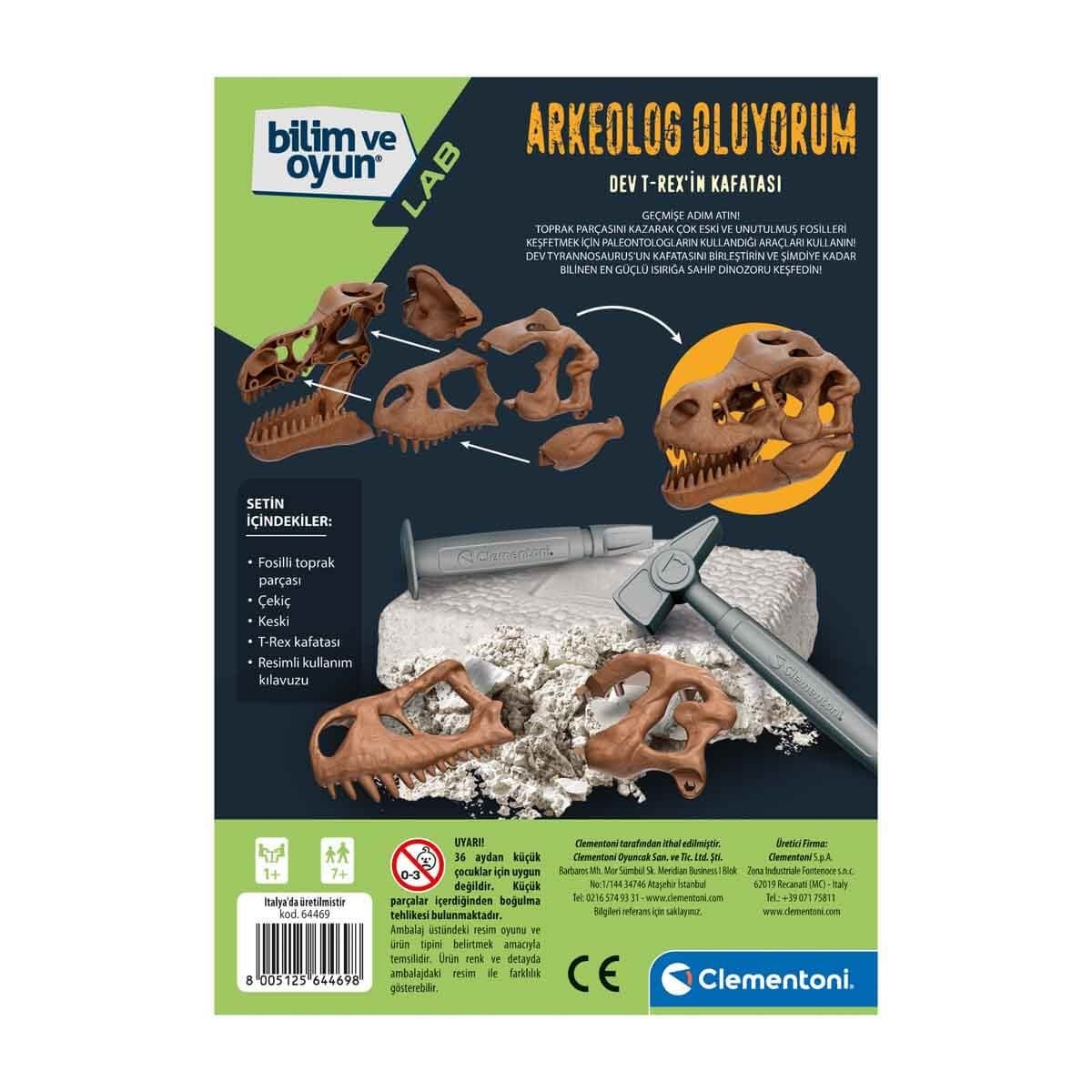 Clementoni Bilim ve Oyun - T-Rex Kazı Seti +7 yaş 64469-Bilim ve Deney Setleri