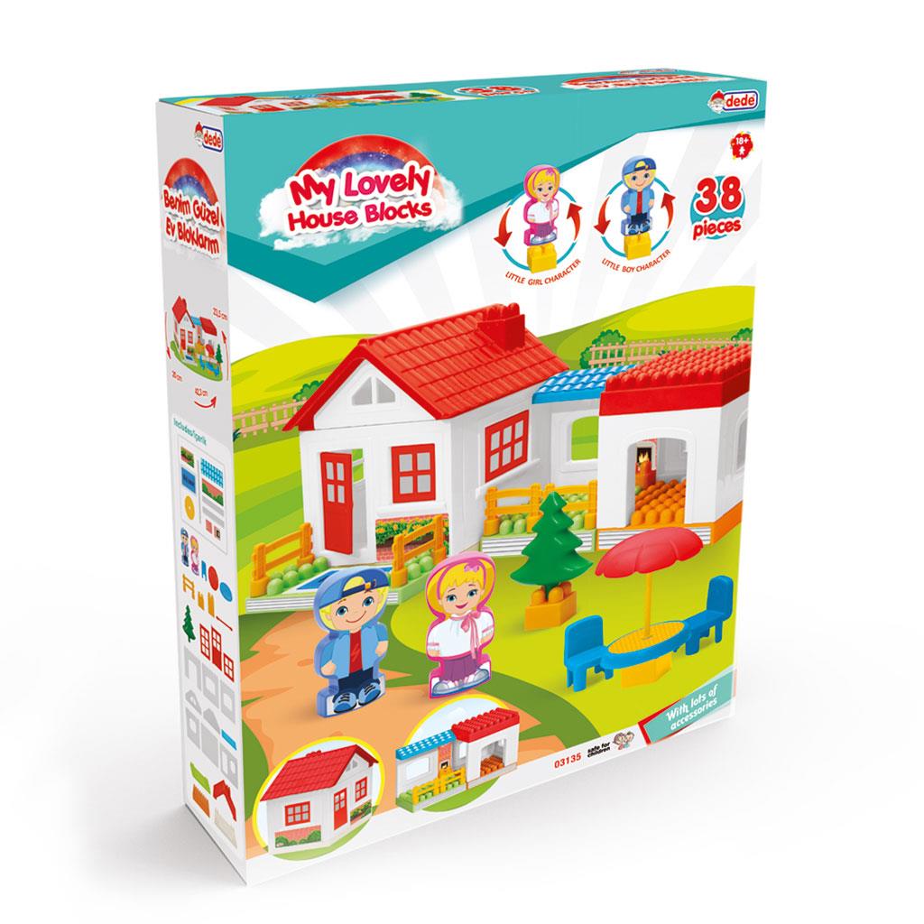 Dede Oyuncak Tek Katlı Ev Bloklar-Kız Oyun Setleri