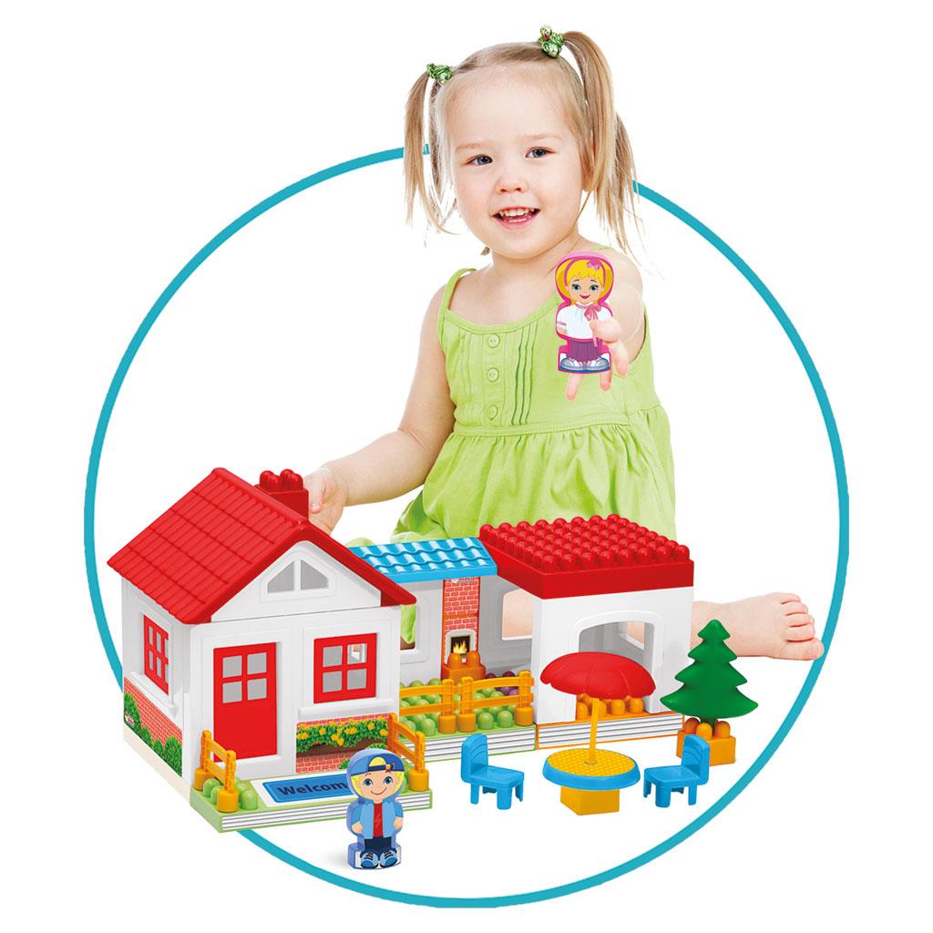 Dede Oyuncak Tek Katlı Ev Bloklar-Kız Oyun Setleri