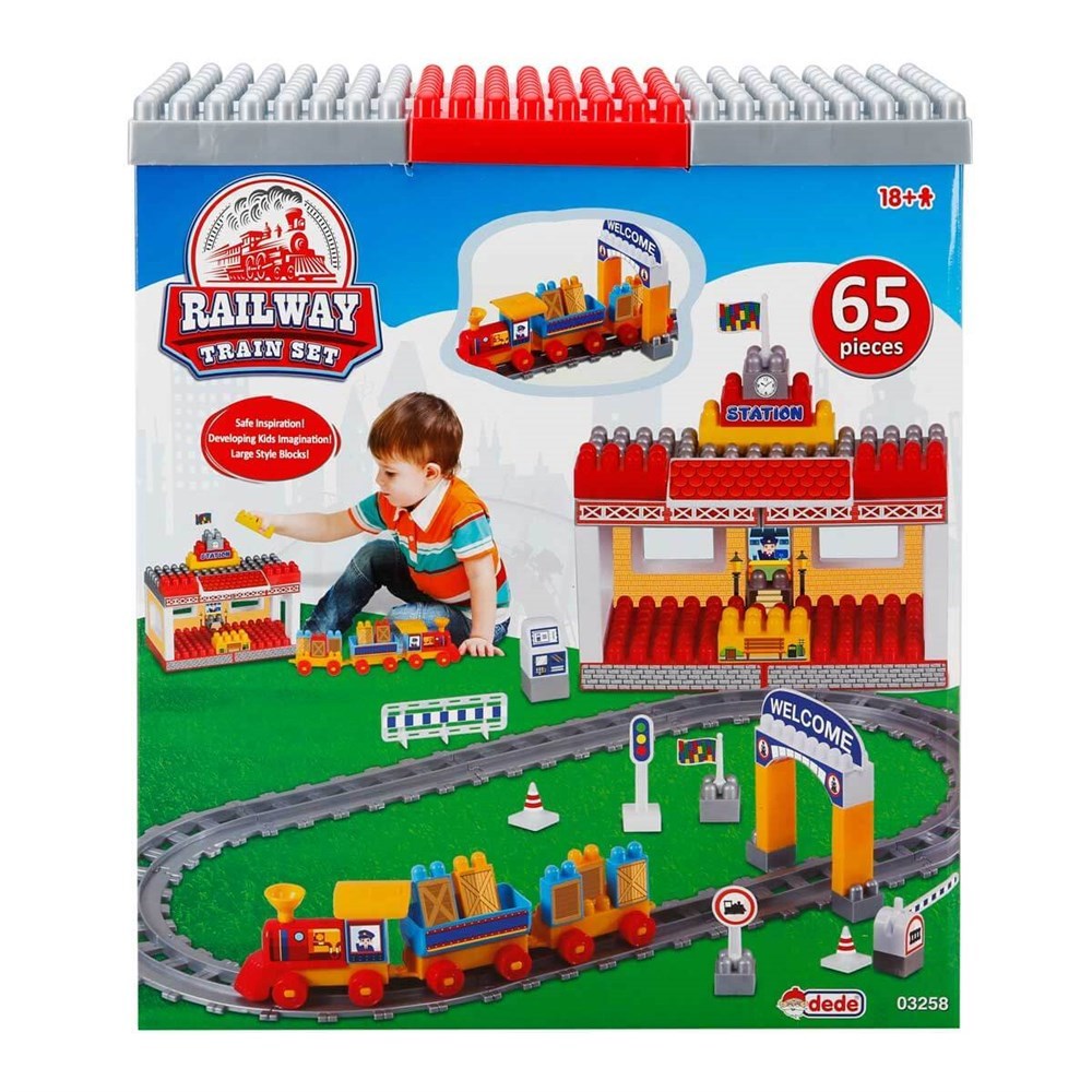 Dede Oyuncak Tren İstasyonu Blok Seti 65 Parça 03258-Erkek Oyun Setleri