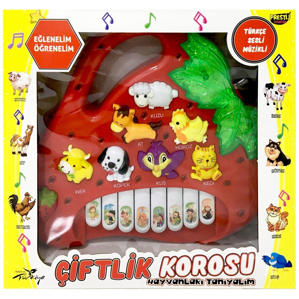 Hayvanlı Pilli Çilek Piyano FAB.PR-22-Çocuk Müzik Aletleri