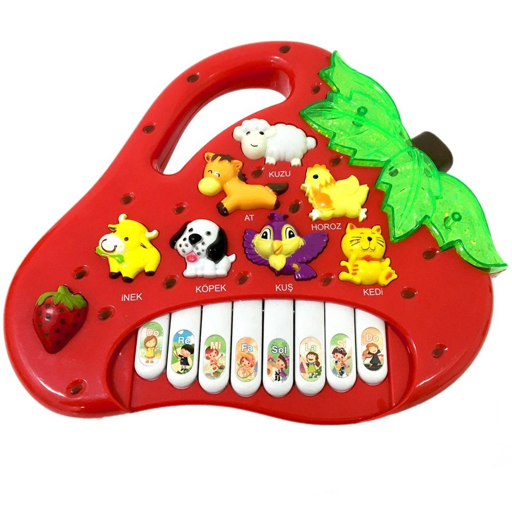 Hayvanlı Pilli Çilek Piyano FAB.PR-22-Çocuk Müzik Aletleri
