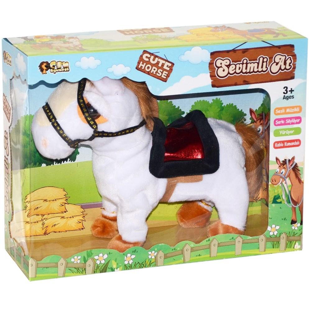 Kablolu Müzikli Sevimli At 27 Cm YY199011-Peluş Oyuncaklar