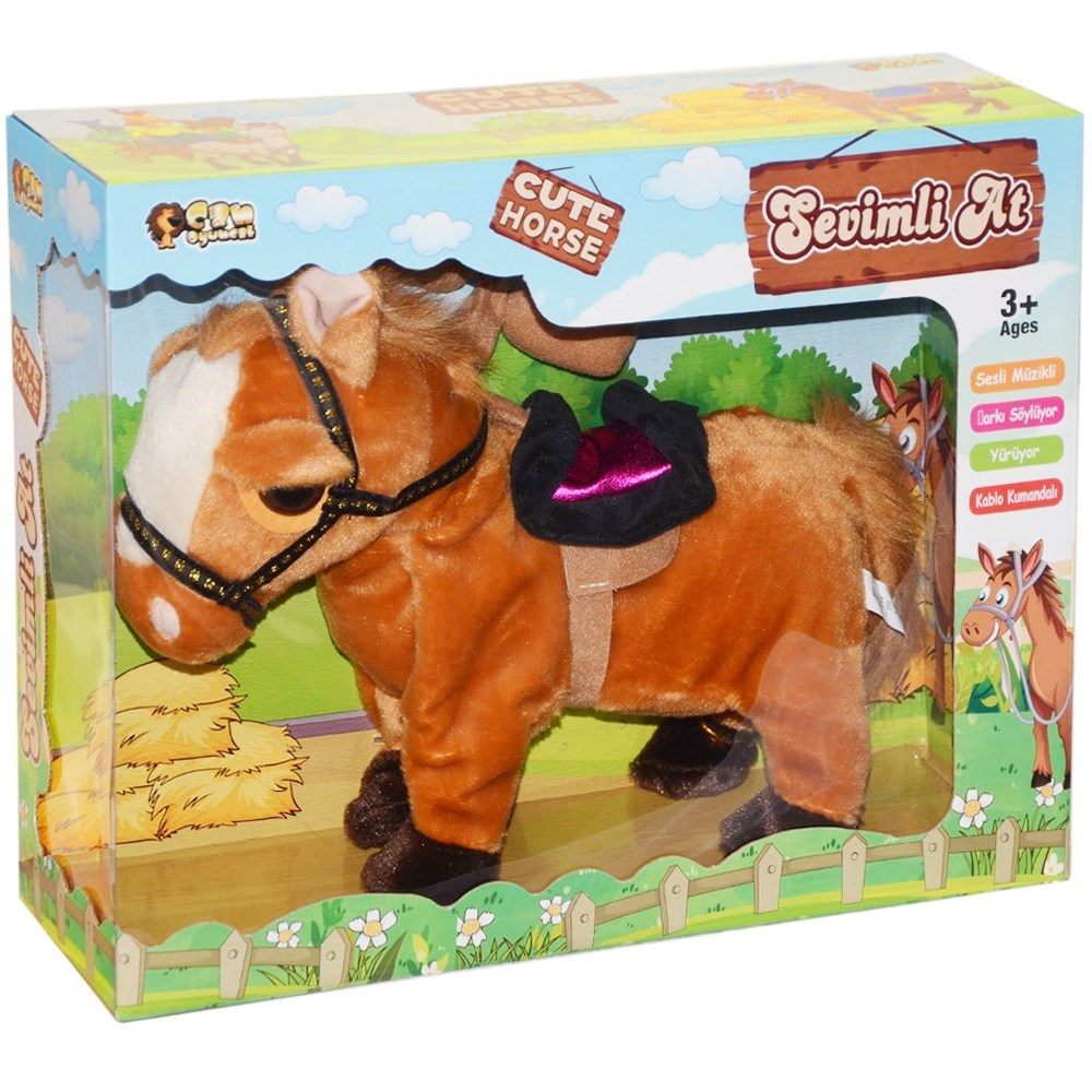 Kablolu Müzikli Sevimli At 27 Cm YY199011-Peluş Oyuncaklar