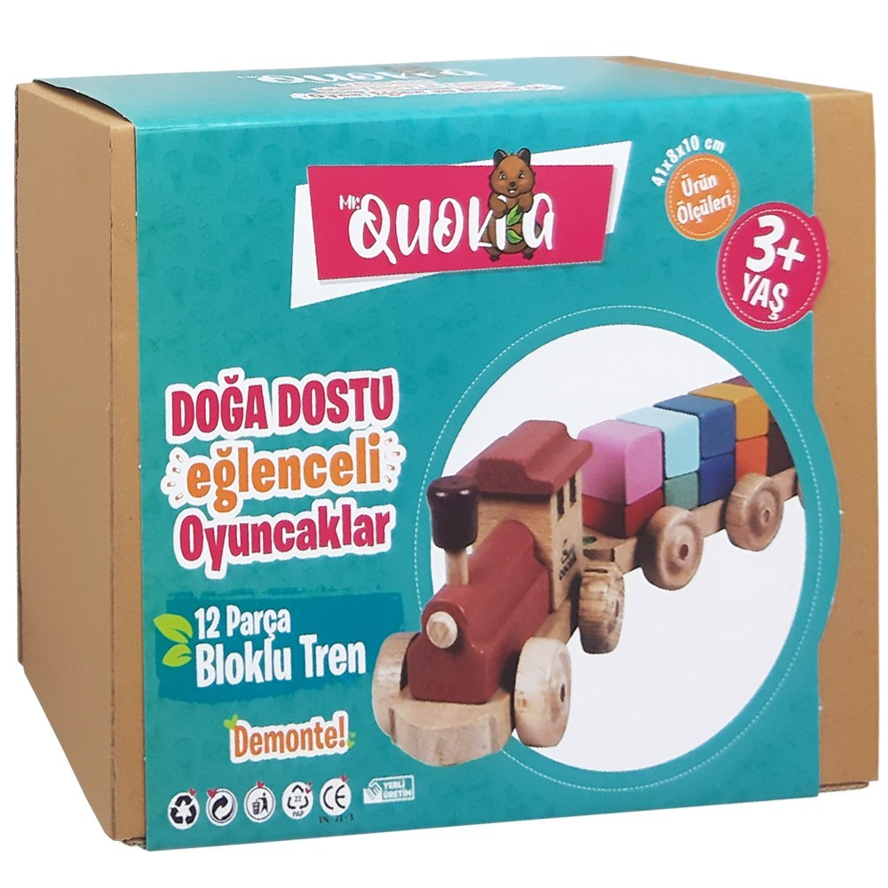 Kolat Oyuncak Quokka 12 Parça Bloklu Tren MR0035-Ahşap Oyuncaklar