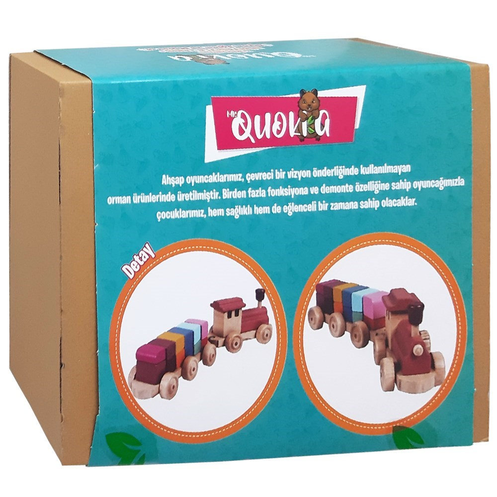 Kolat Oyuncak Quokka 12 Parça Bloklu Tren MR0035-Ahşap Oyuncaklar