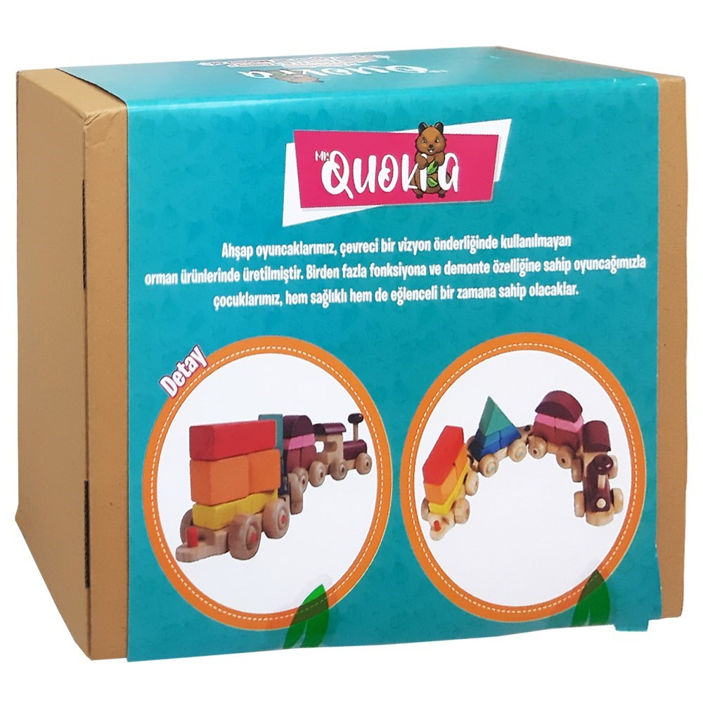 Kolat Oyuncak Quokka Geometrik Vagonlu Tren MR0029-Ahşap Oyuncaklar