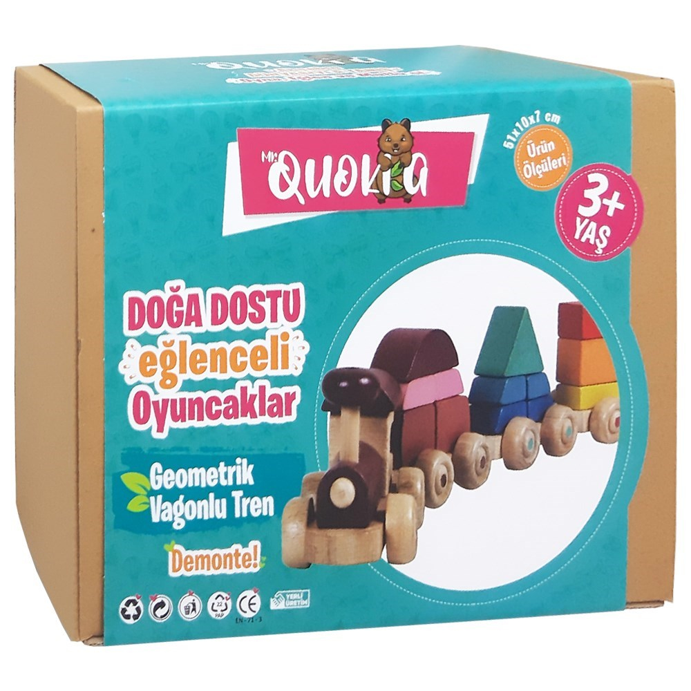 Kolat Oyuncak Quokka Geometrik Vagonlu Tren MR0029-Ahşap Oyuncaklar