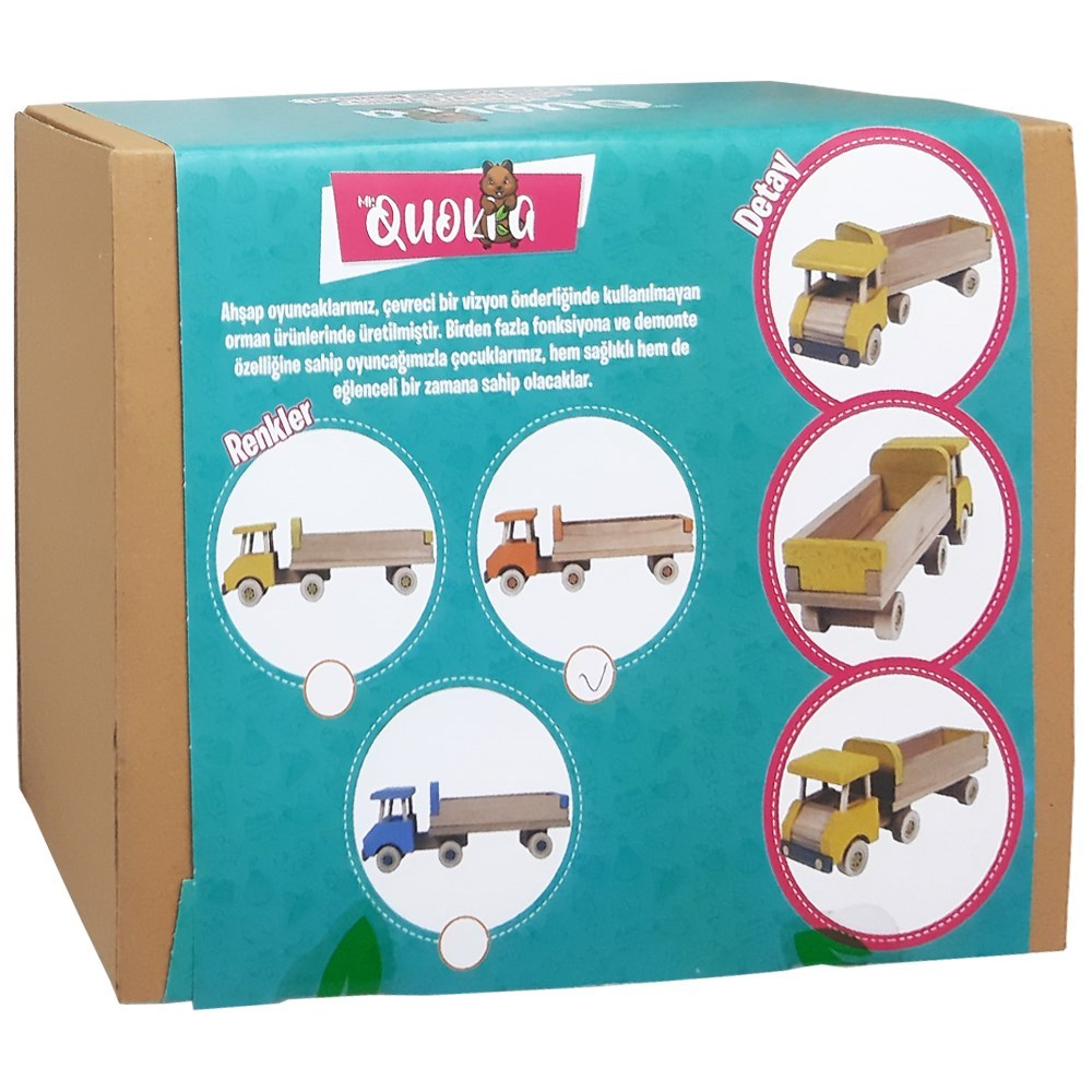 Kolat Oyuncak Quokka Turuncu Ahşap Dorseli Kamyon MR0007-Ahşap Oyuncaklar