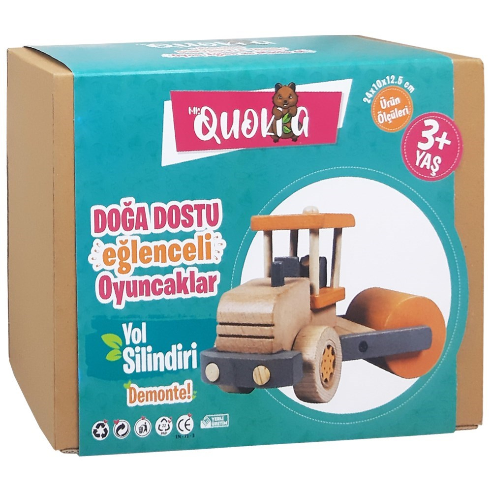Kolat Oyuncak Quokka Turuncu Yol Silindiri MR0069-Ahşap Oyuncaklar