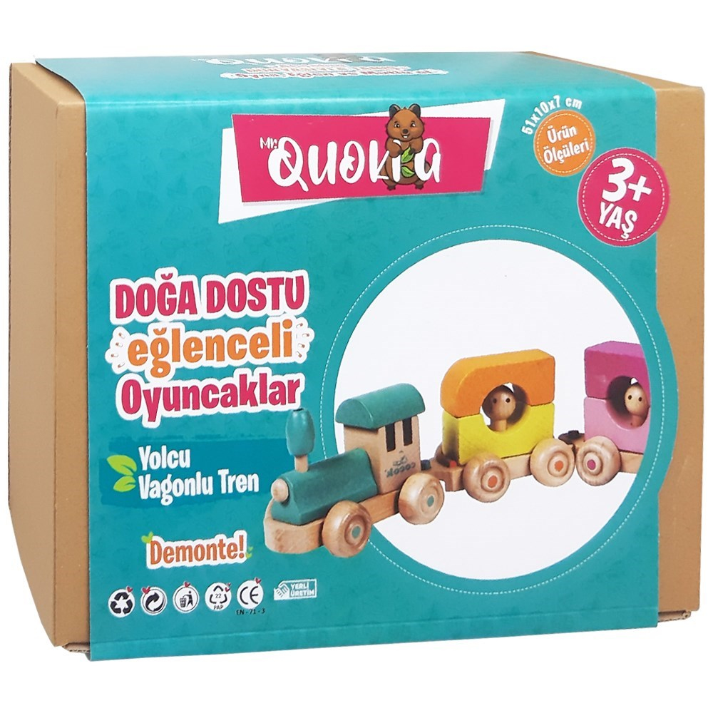 Kolat Oyuncak Quokka Yolcu Vagonlu Tren MR0030-Ahşap Oyuncaklar