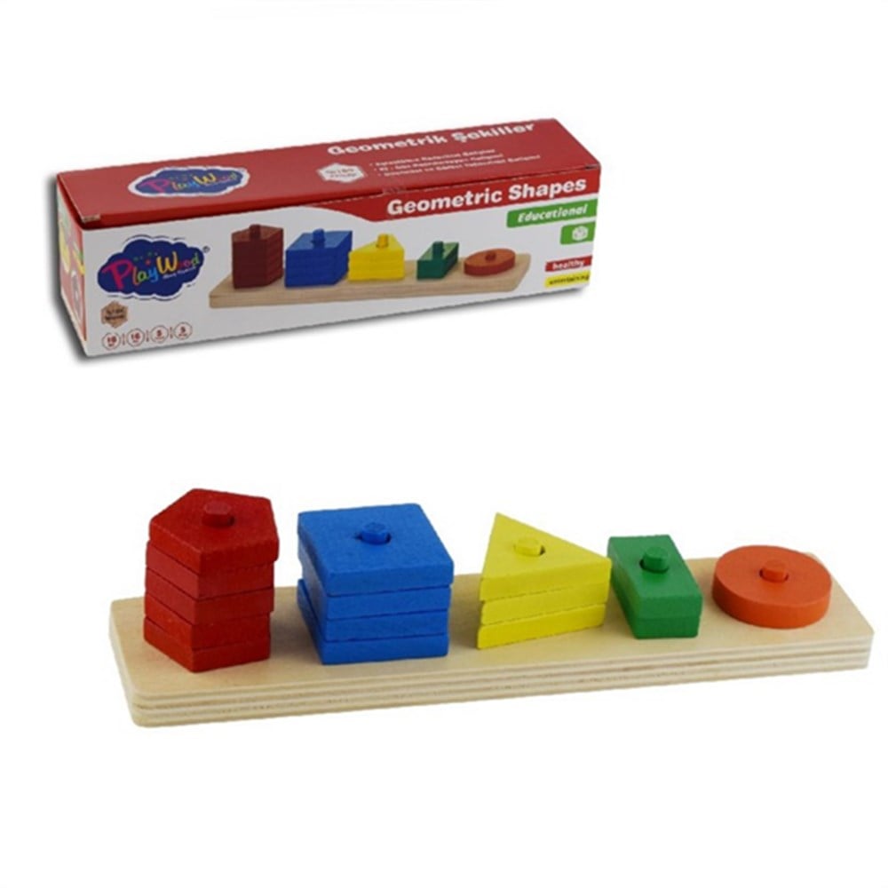 Kutuda Ahşap Geometrik Şekiller-Akıl Oyunları