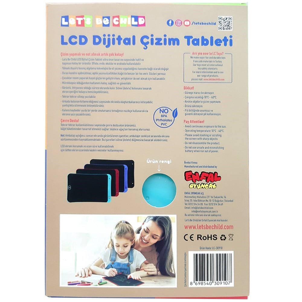Lc Dijital Renkli Çizim Tableti 25 Cm LC-30910-Akıl Oyunları