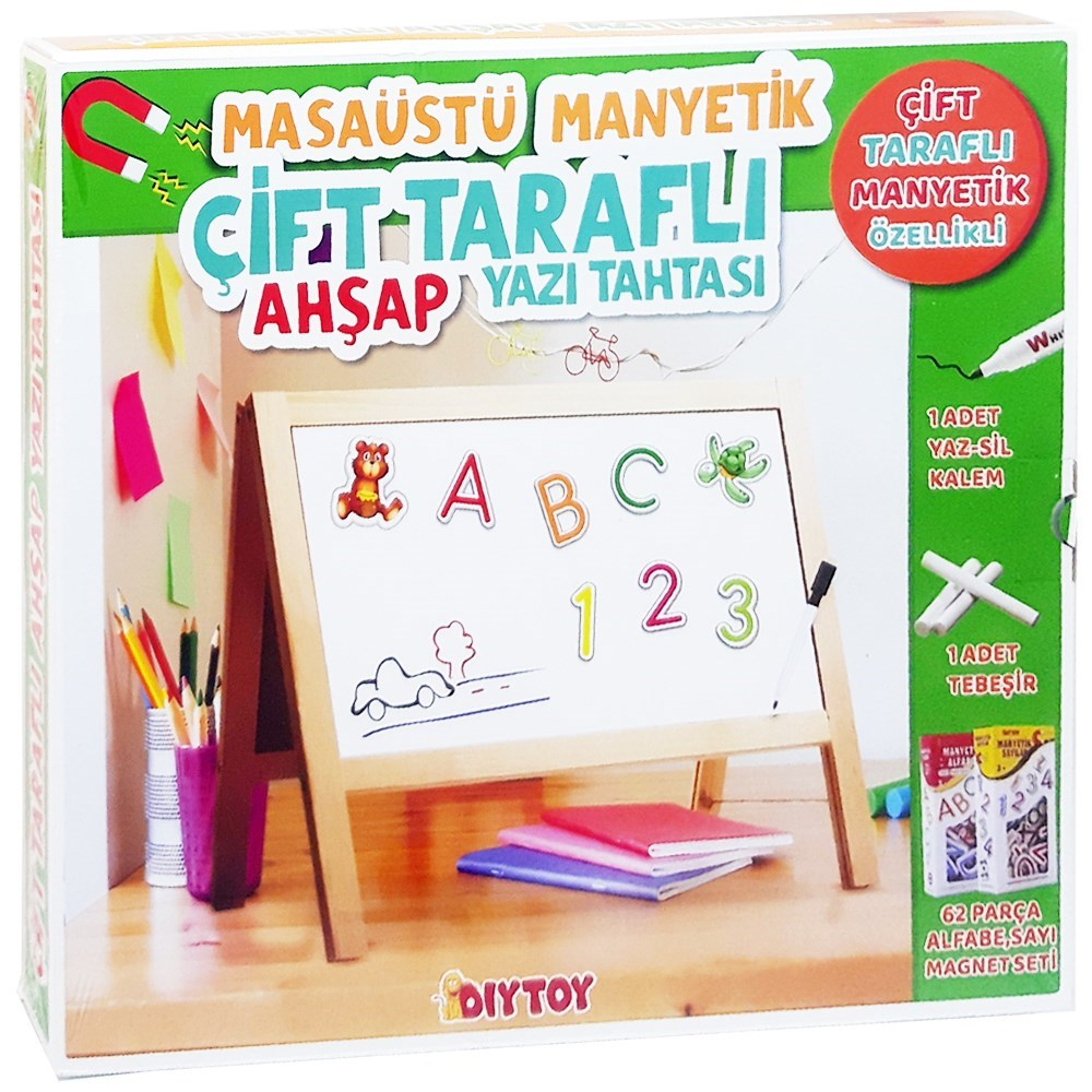 Manyetik Çift Taraflı Masaüstü Ahşap Yazı Tahtası Magnetli-Akıl Oyunları