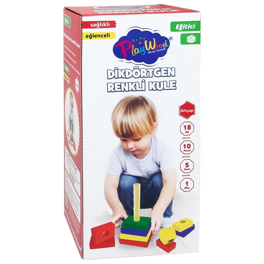 Onyıl Oyuncak Ahşap Dikdörtgen Renkli Kule ONY-393-Eğitici Bebek Oyuncakları