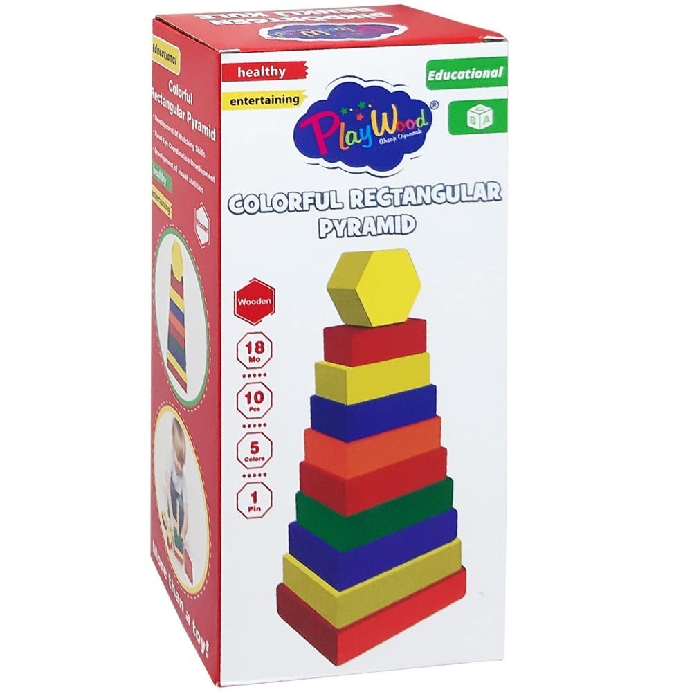 Onyıl Oyuncak Ahşap Dikdörtgen Renkli Kule ONY-393-Eğitici Bebek Oyuncakları