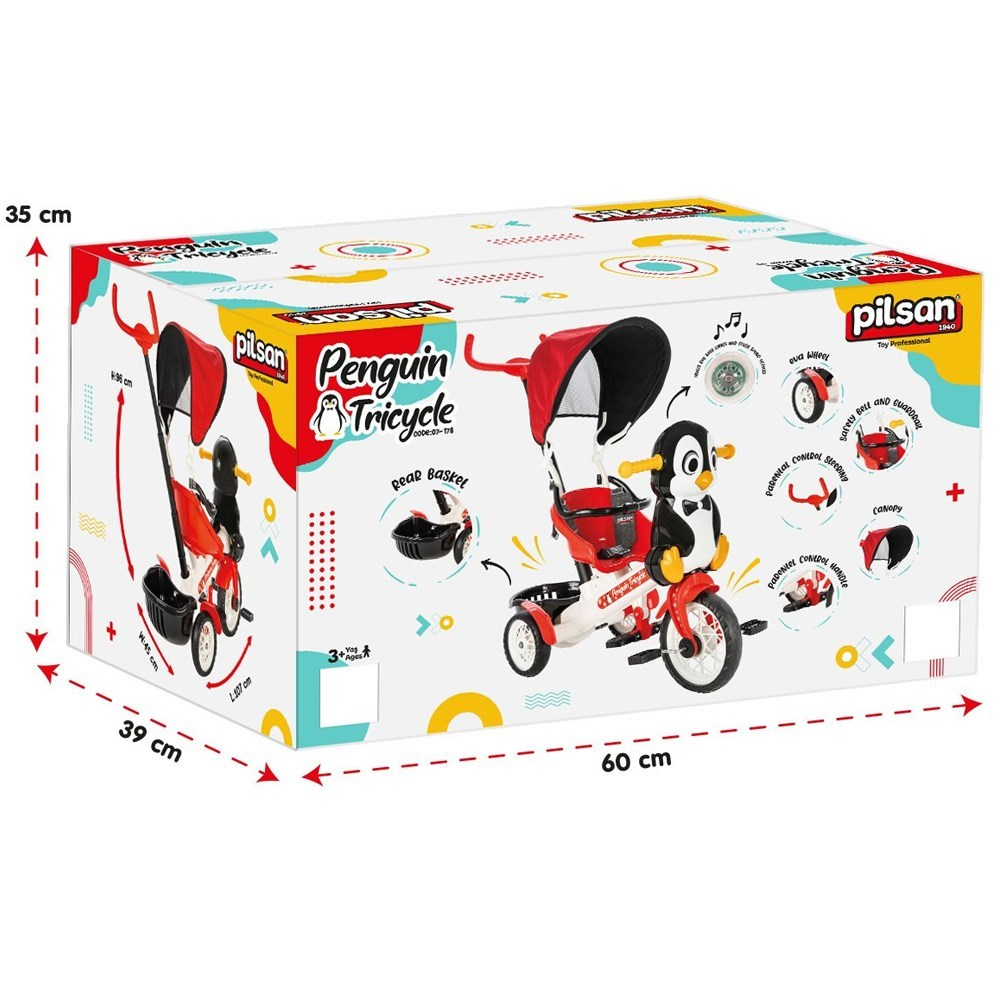Penguen Kontrollü Bisiklet Kırmızı 96 Cm 07178-Bahçe Oyuncakları