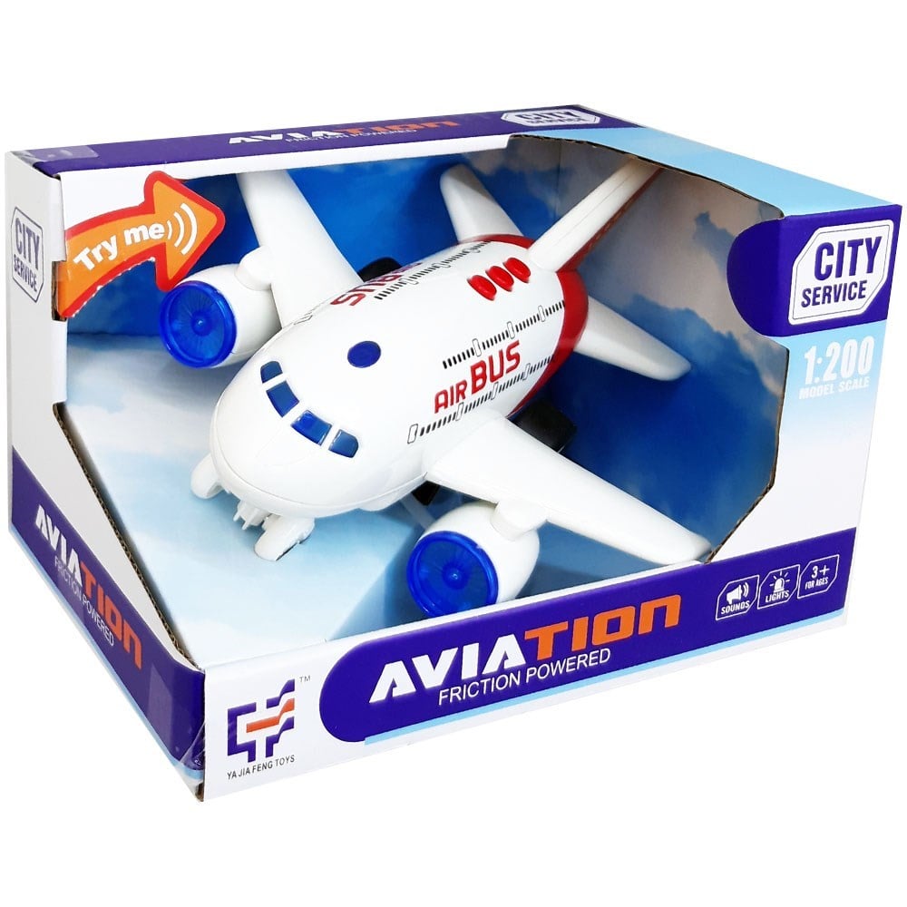 Pilli Sesli Işıklı Sürtmeli Uçak 20 Cm A1114-3-Sürtmeli Araçlar