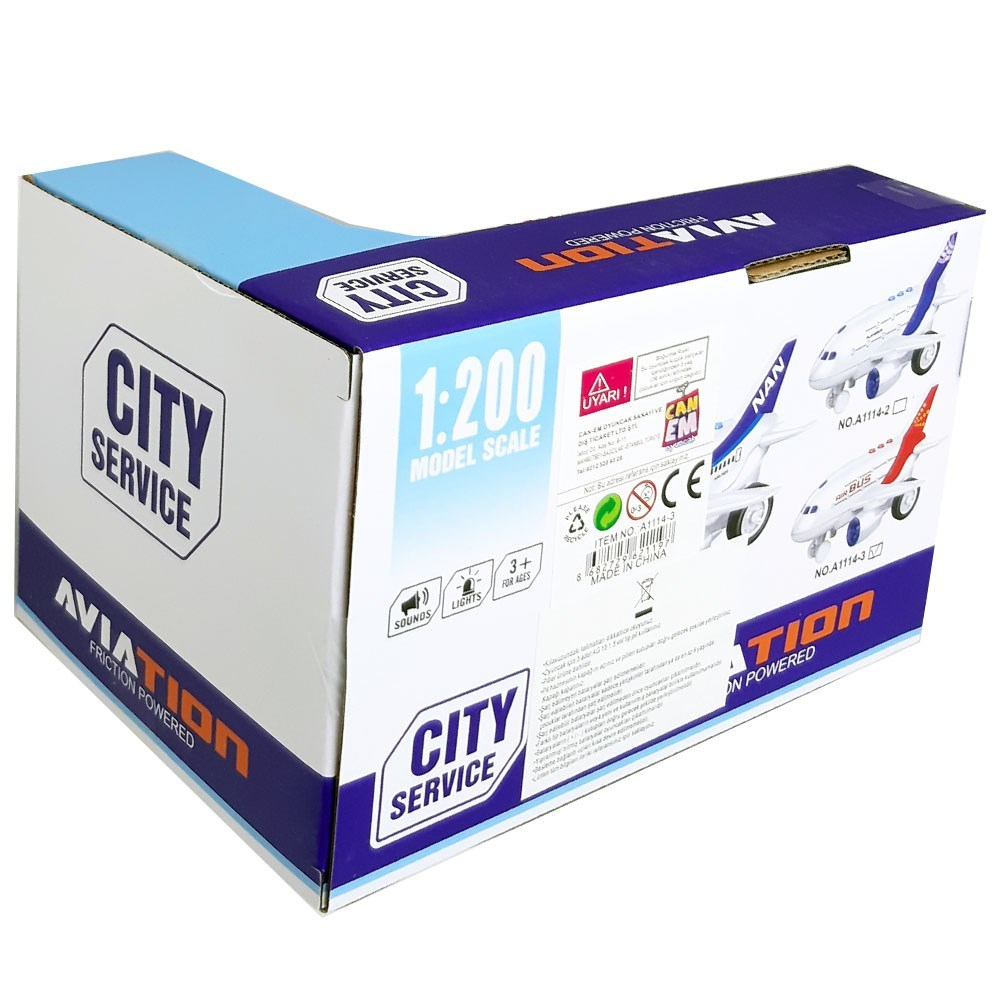 Pilli Sesli Işıklı Sürtmeli Uçak 20 Cm A1114-3-Sürtmeli Araçlar
