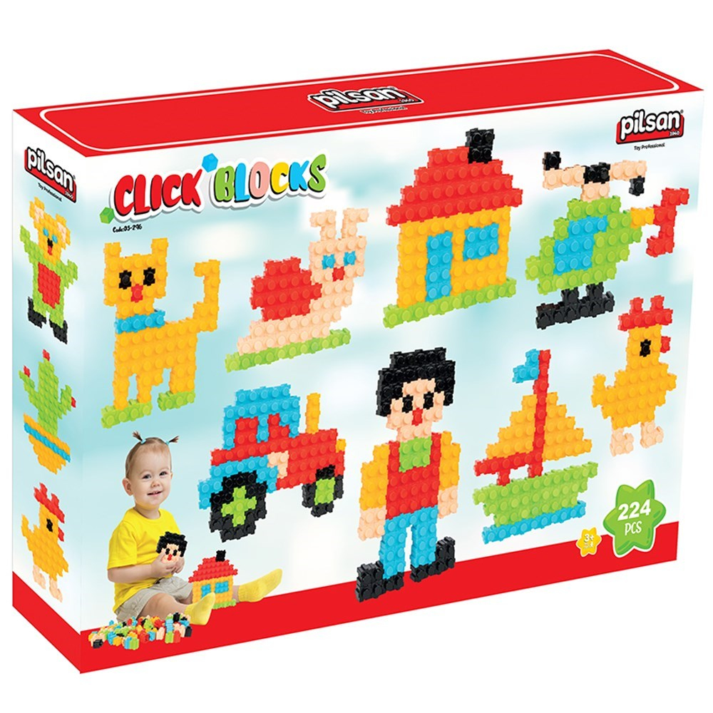 Pilsan 200 Parça Çıt Çıt Bloklar-Lego Oyuncak