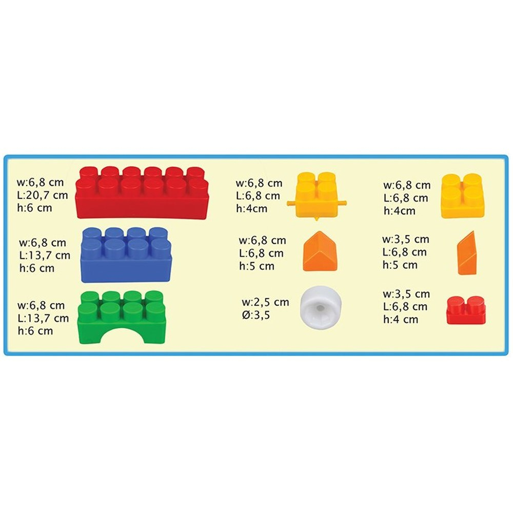 Pilsan Jumbo Sihirli Bloklar 60 Parça 03227 (15 Litre Saklama Kabında)-Lego Oyuncak