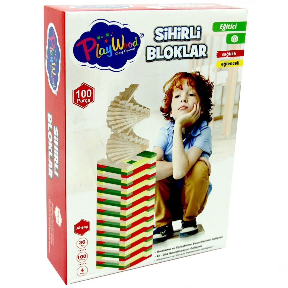 Playwood Eğitici Sihirli Bloklar 100 Parça-Ahşap Oyuncaklar