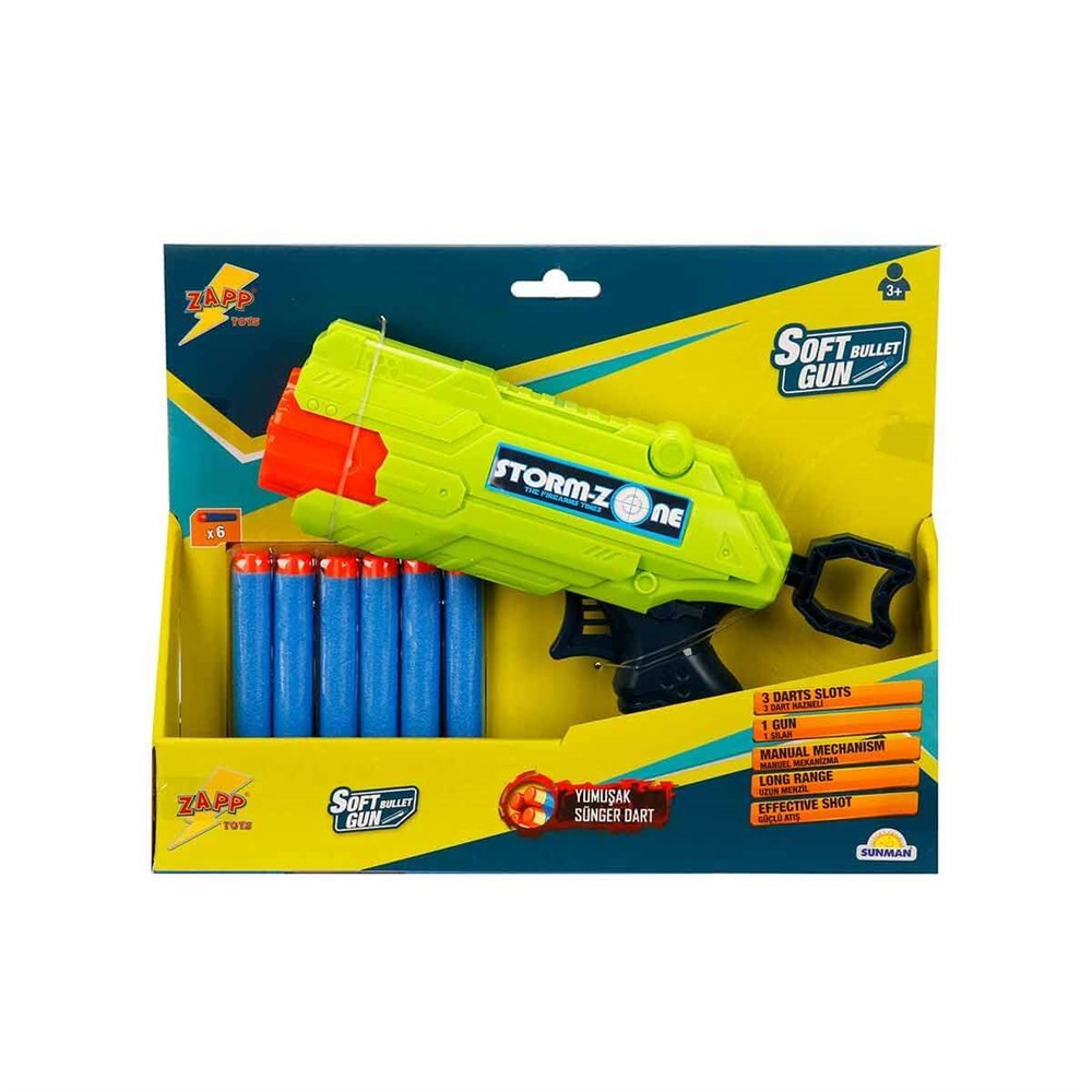 Sunman Oyuncak Zapp 6 Mermili Sünger Dart Atan Silah 22 Cm 02712
