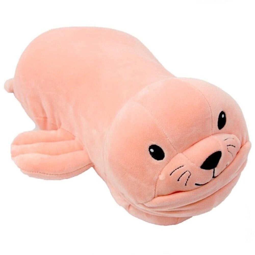 Uykucu Fok Figürlü Peluş Yastık 40cm-Hayvan Figüleri