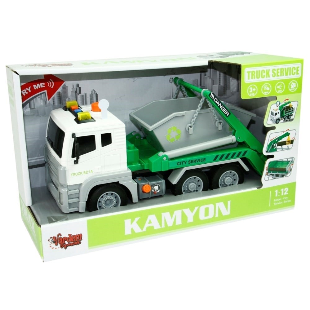 Vardem Oyuncak 1:12 Sürtmeli Sesli Işıklı Servis WY821A,WY840A-Oyuncak Kamyon