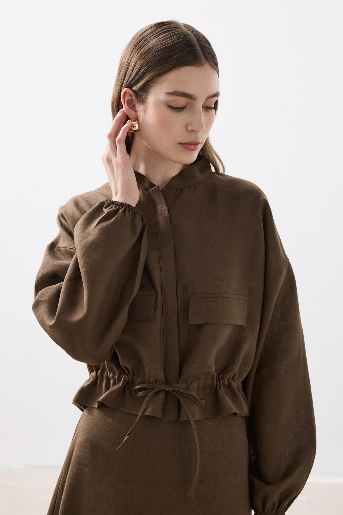 %100 KETEN BOMBER CEKET KAHVERENGİ