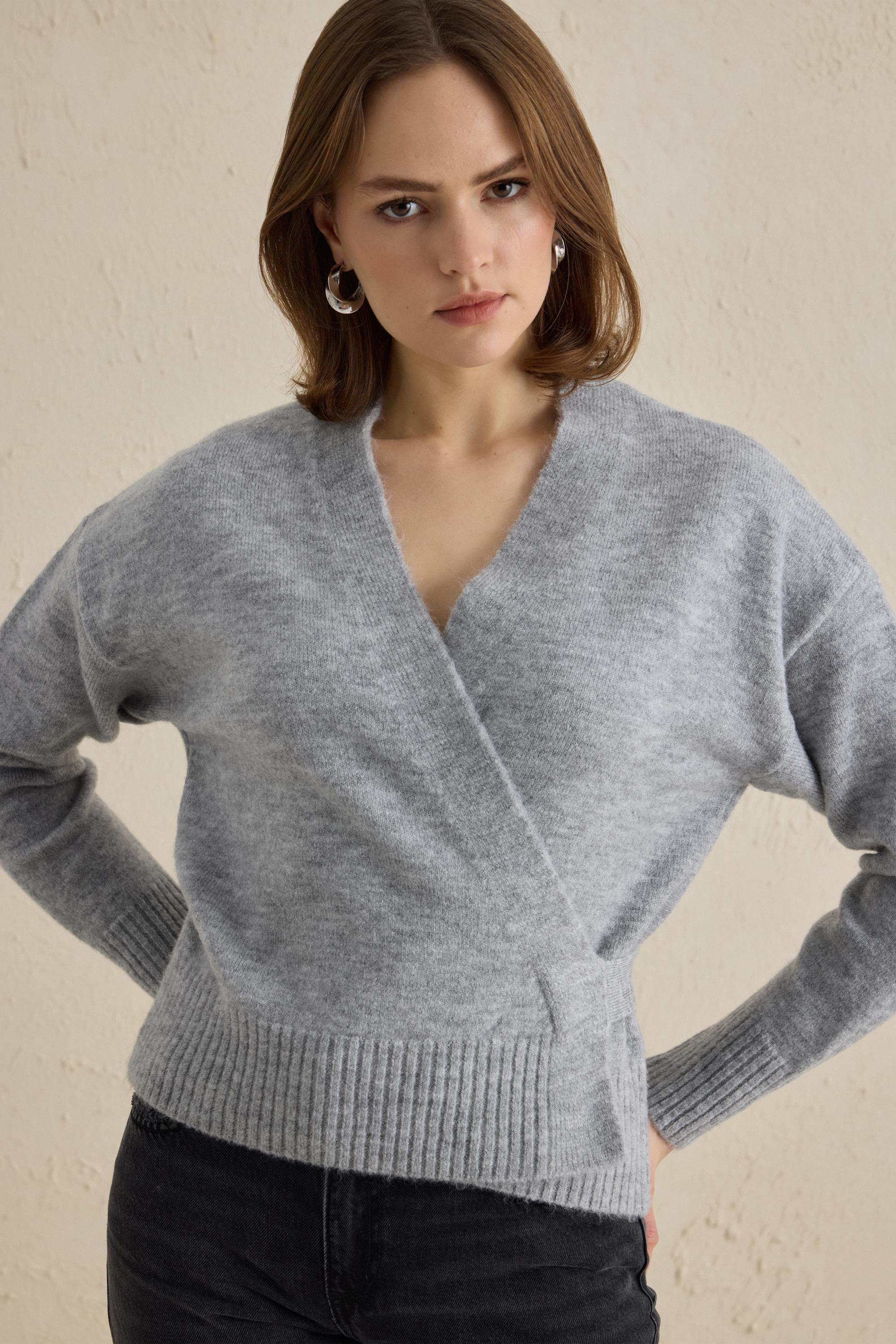 ANVELOP TRİKO HIRKA GRİ