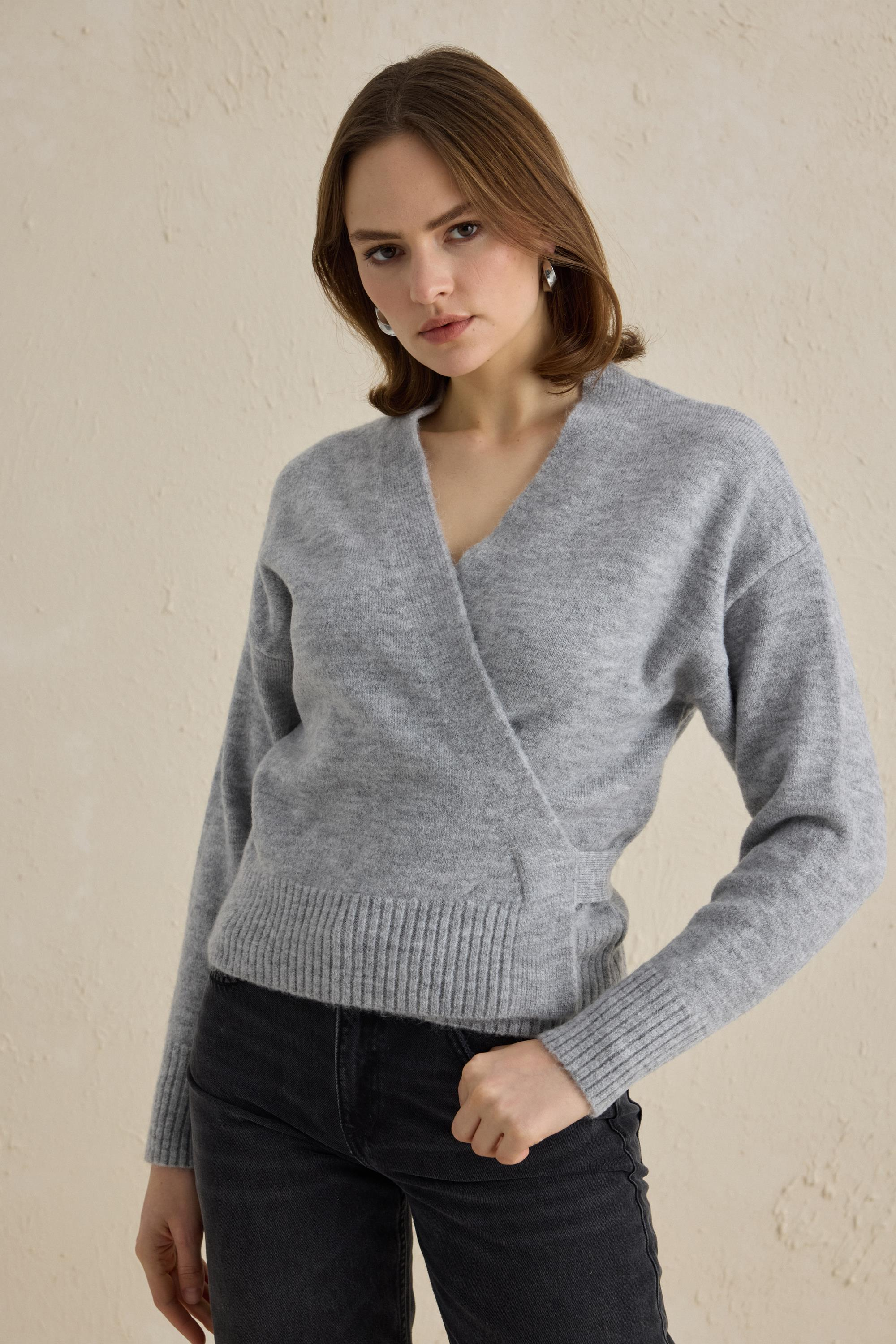 ANVELOP TRİKO HIRKA GRİ