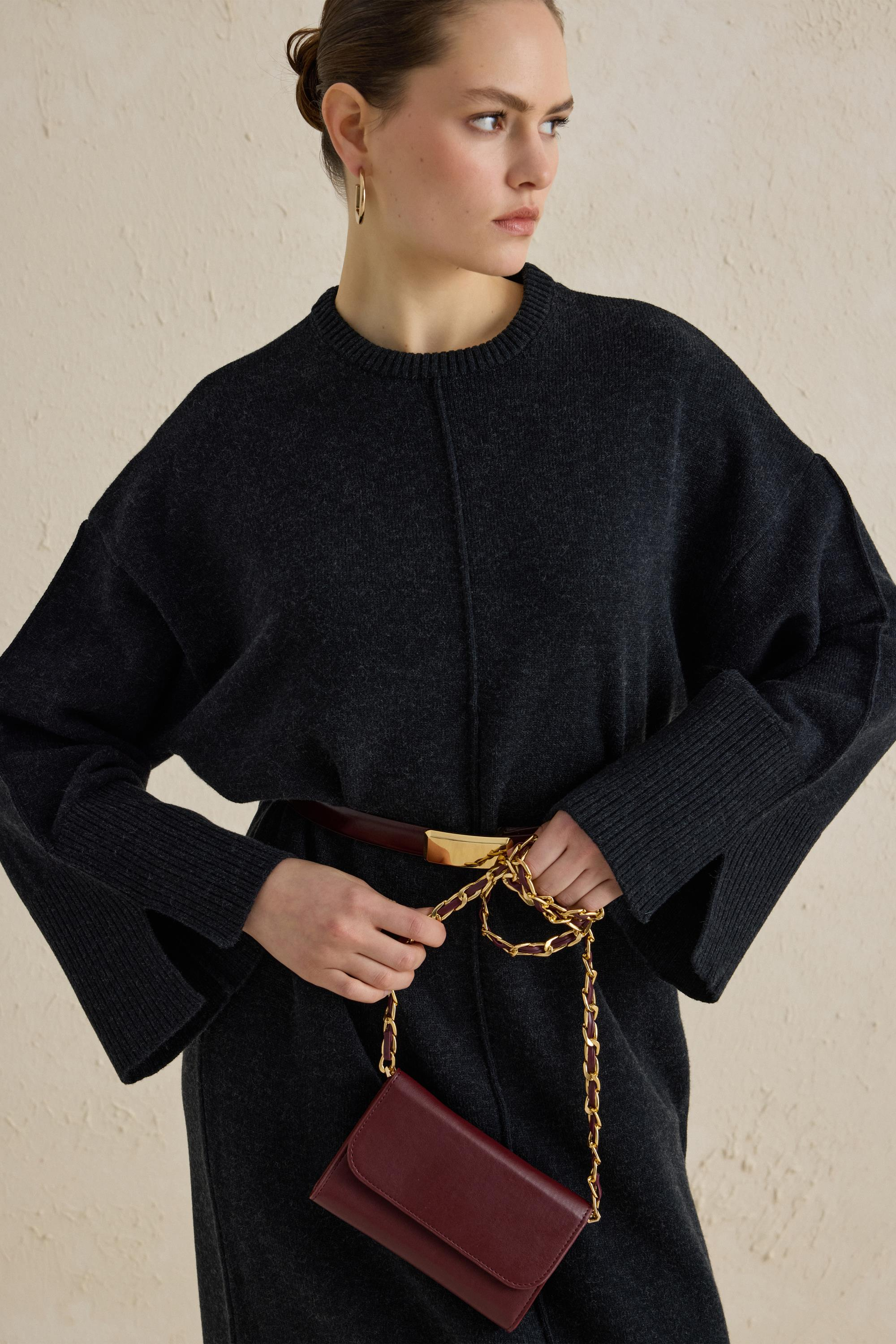 CHIC TRİKO ELBİSE ANTRASİT