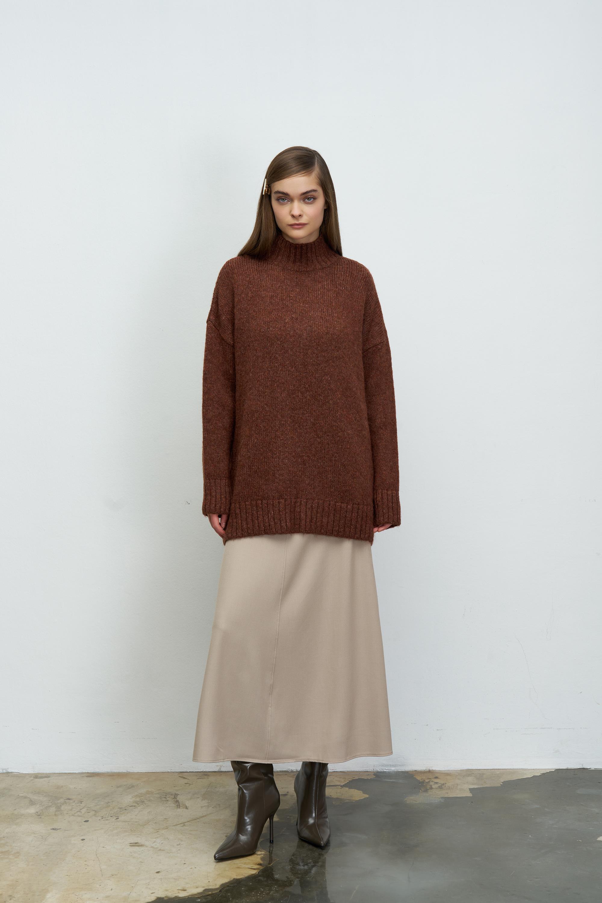 DİK YAKA COSY KAZAK KİREMİT