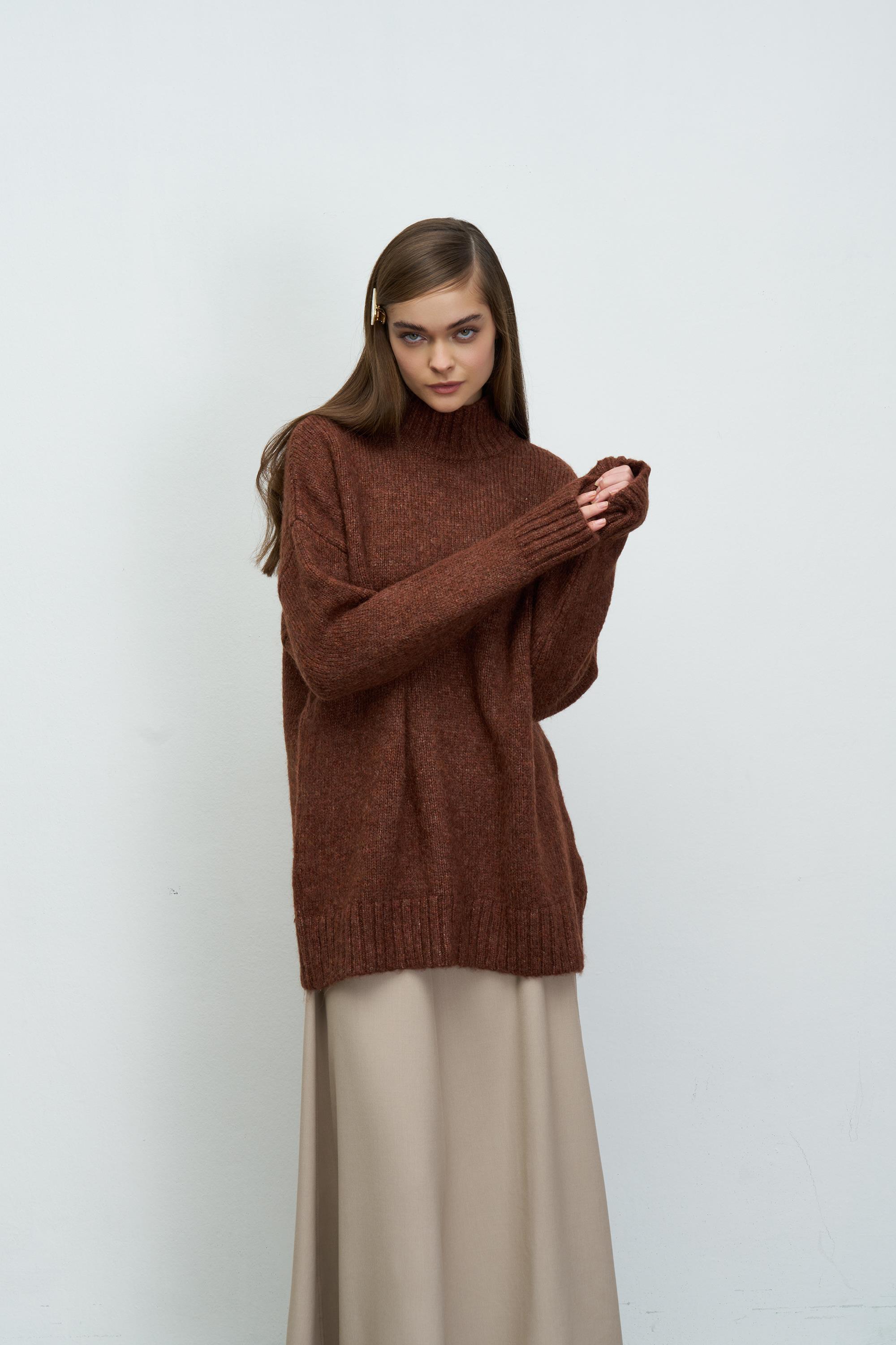 DİK YAKA COSY KAZAK KİREMİT