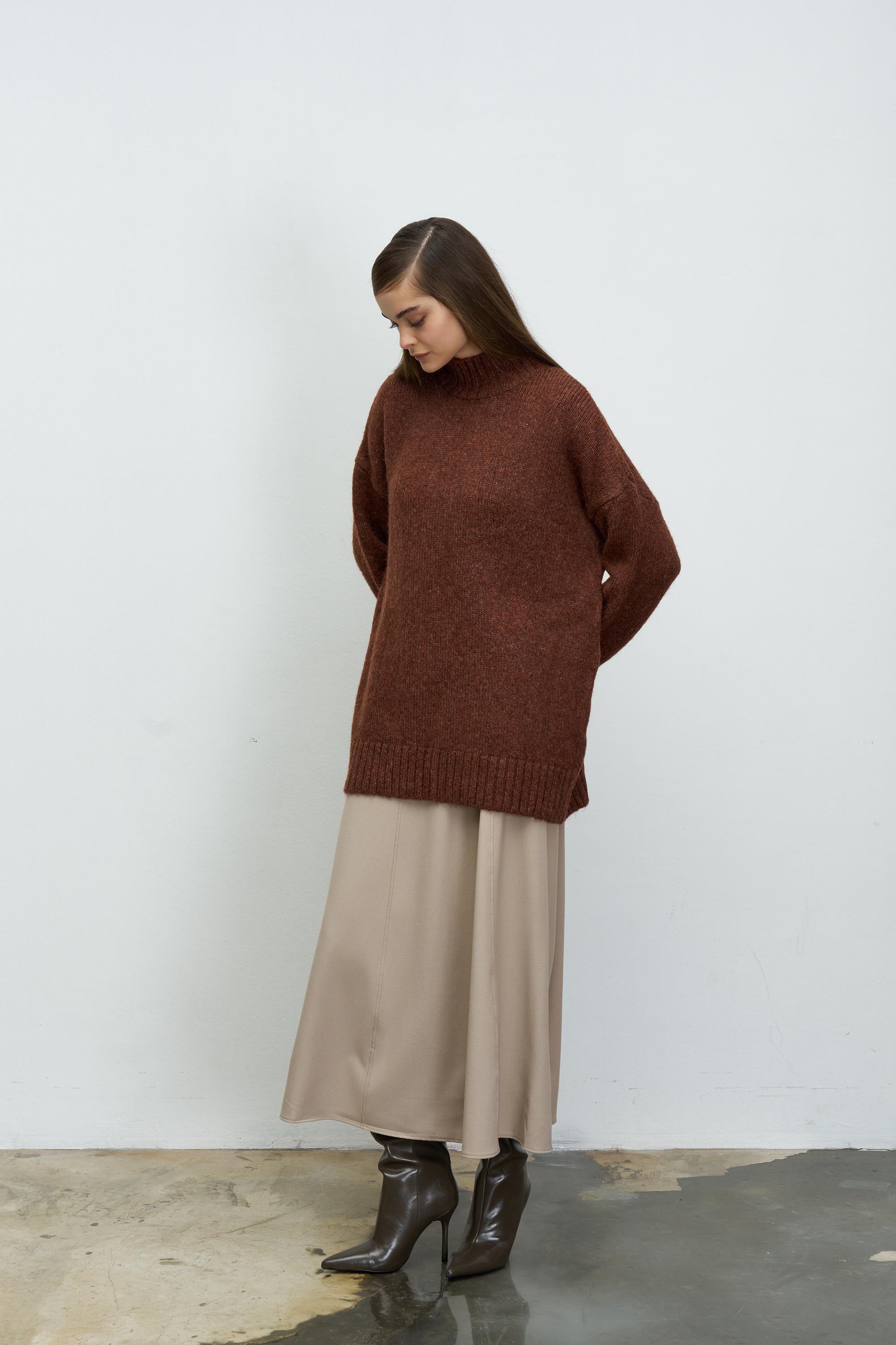 DİK YAKA COSY KAZAK KİREMİT