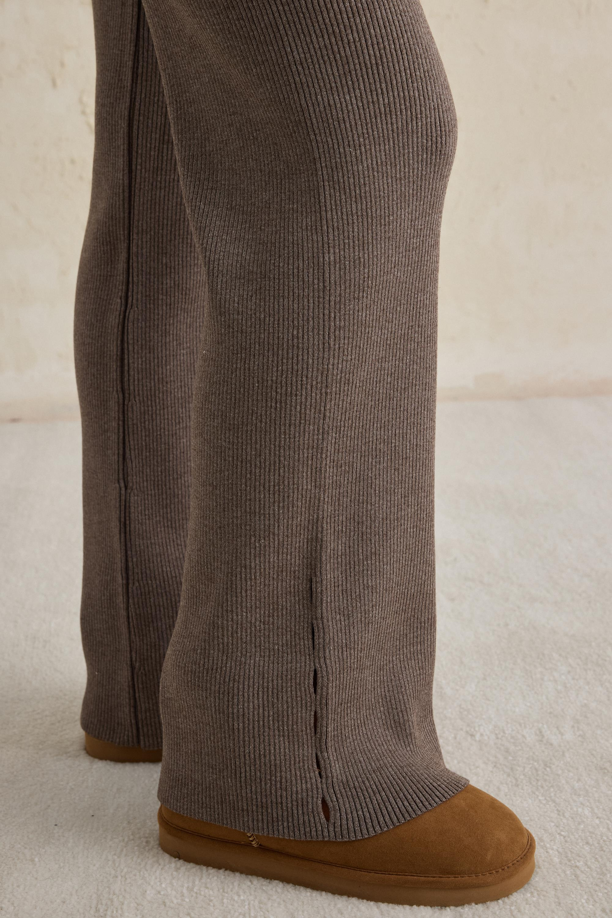 FİTİL DOKULU TRİKO PANTOLON KAHVERENGİ