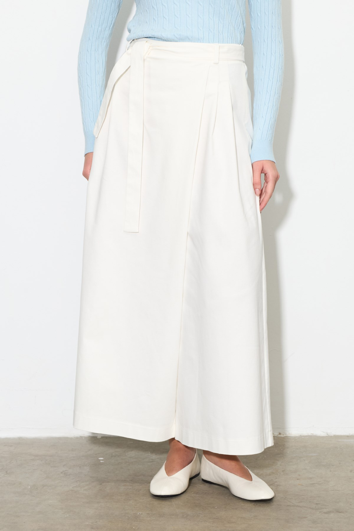 Gabardin Pantolon Etek Ekru
