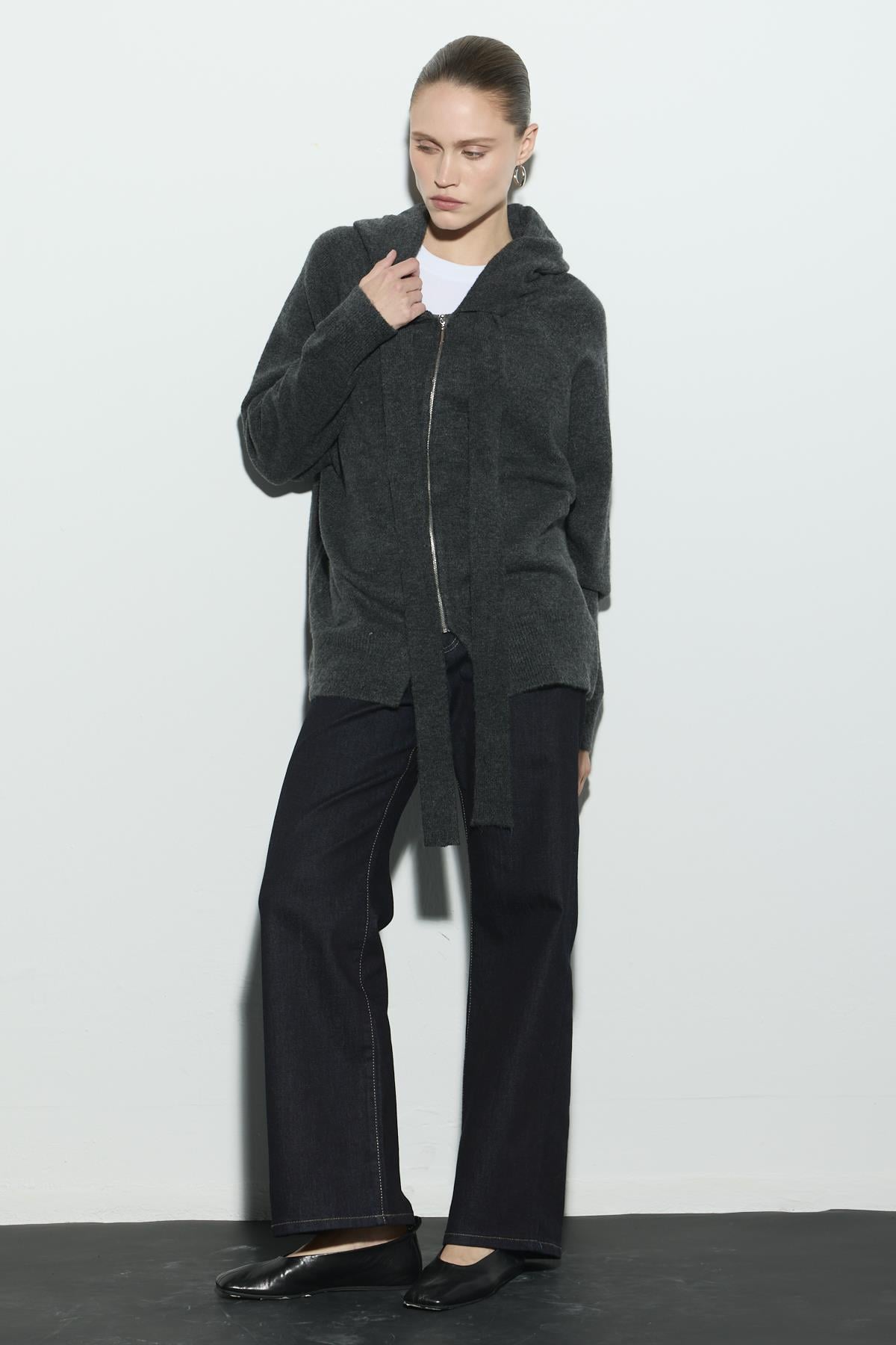 KAPÜŞONLU SWEAT TRİKO HIRKA ANTRASİT