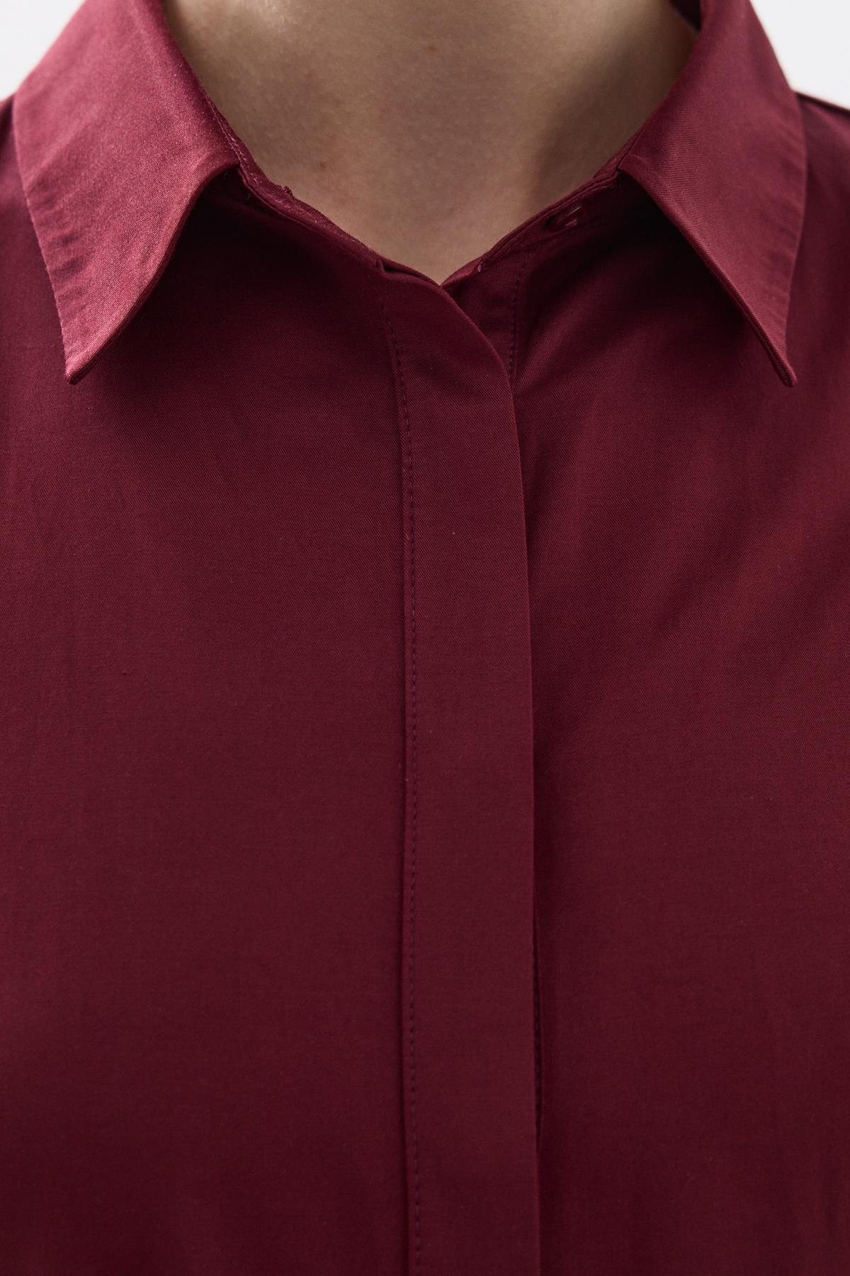 KEMERLİ POPLİN ELBİSE BORDO