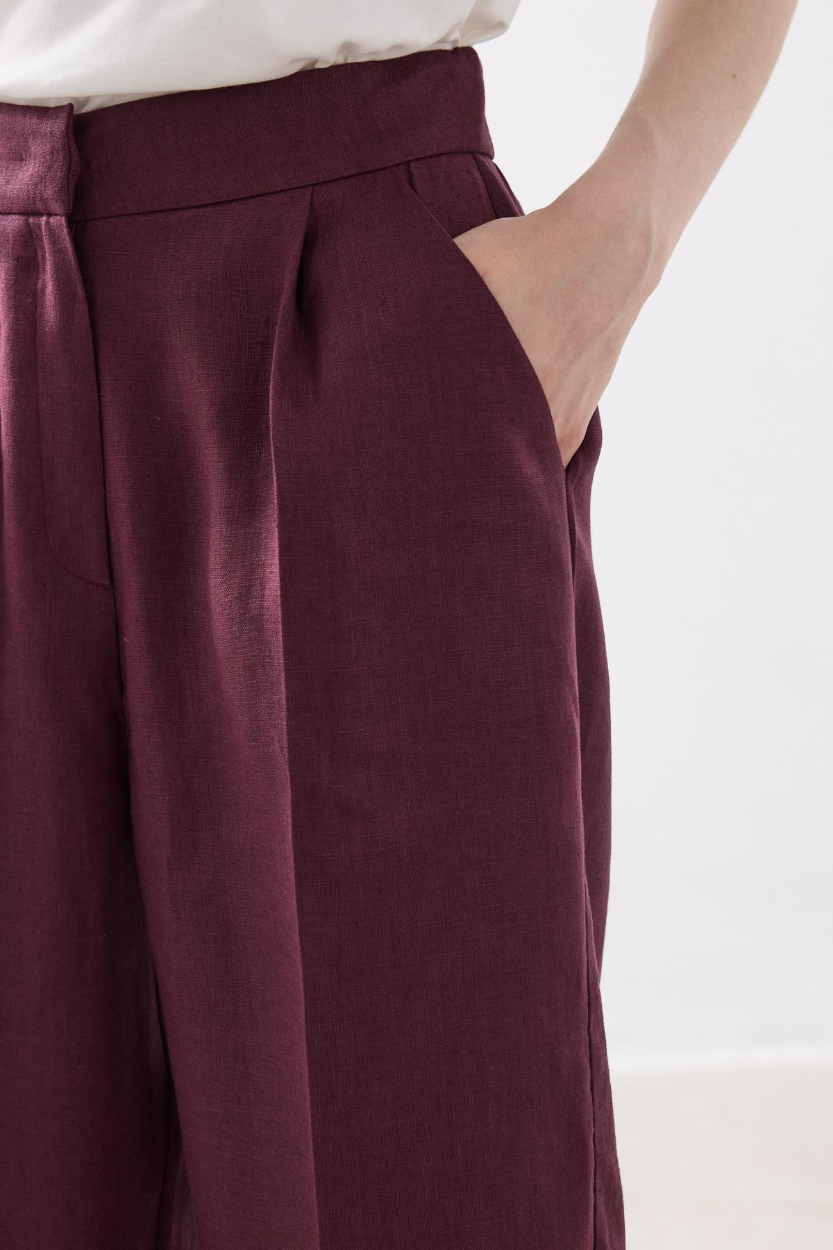 KETEN PALAZZO PANTOLON BORDO