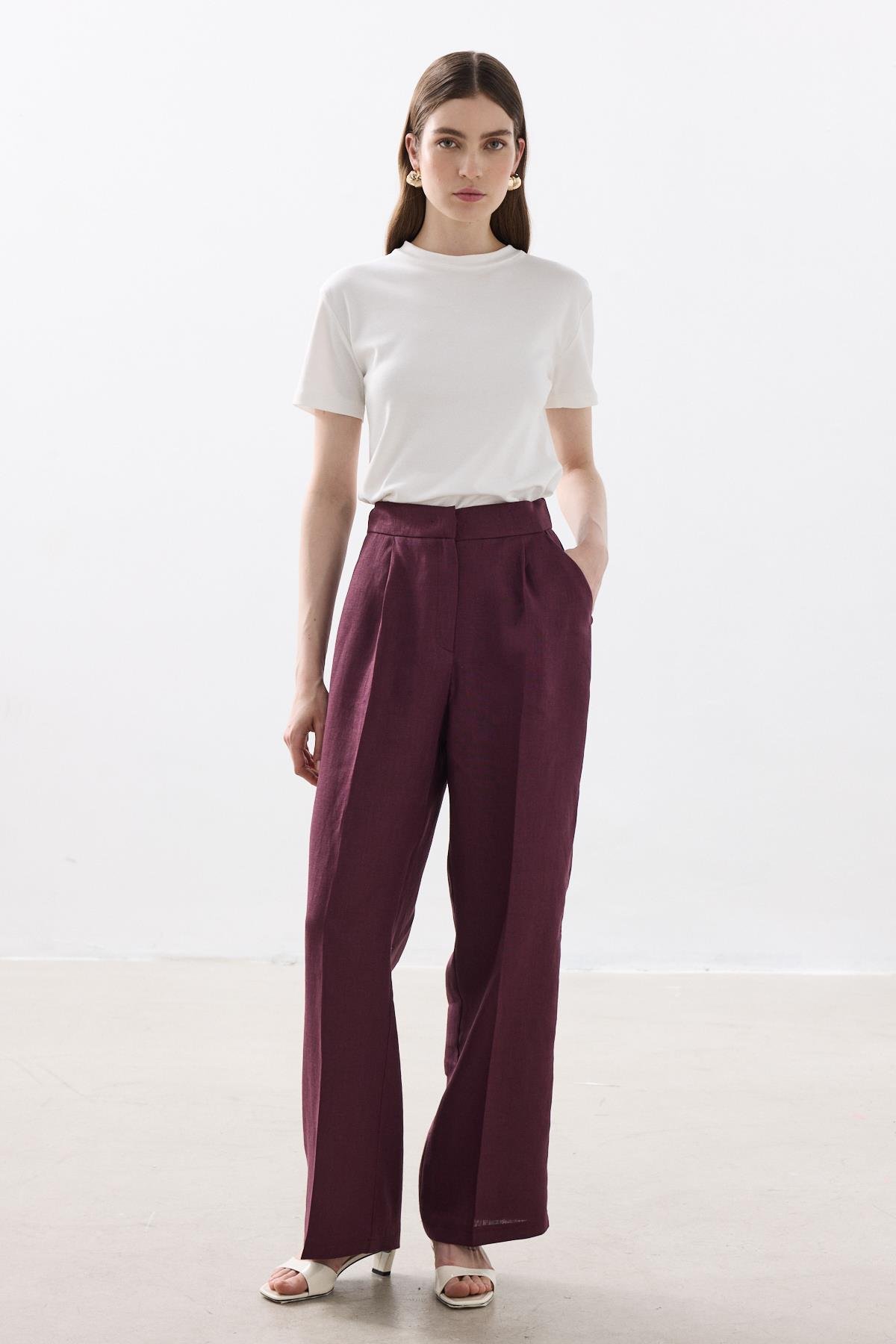 KETEN PALAZZO PANTOLON BORDO