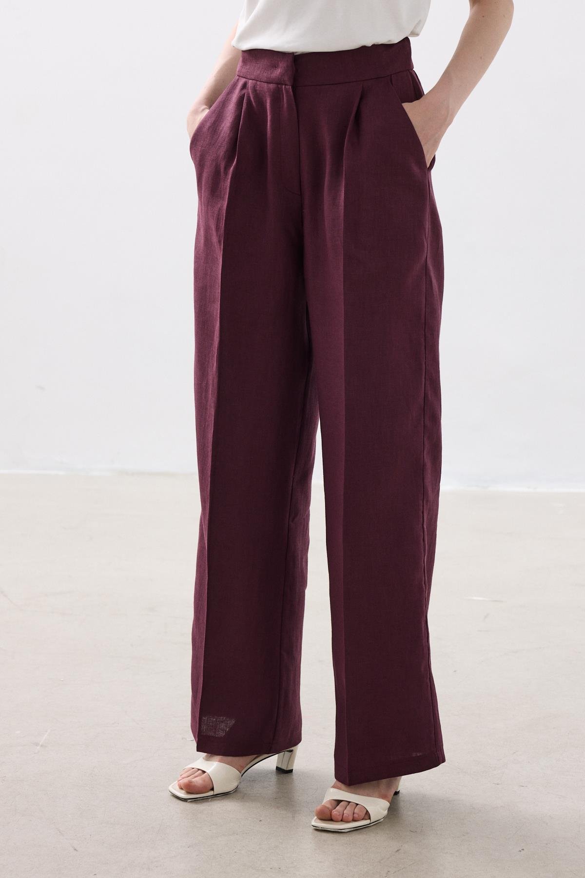 KETEN PALAZZO PANTOLON BORDO