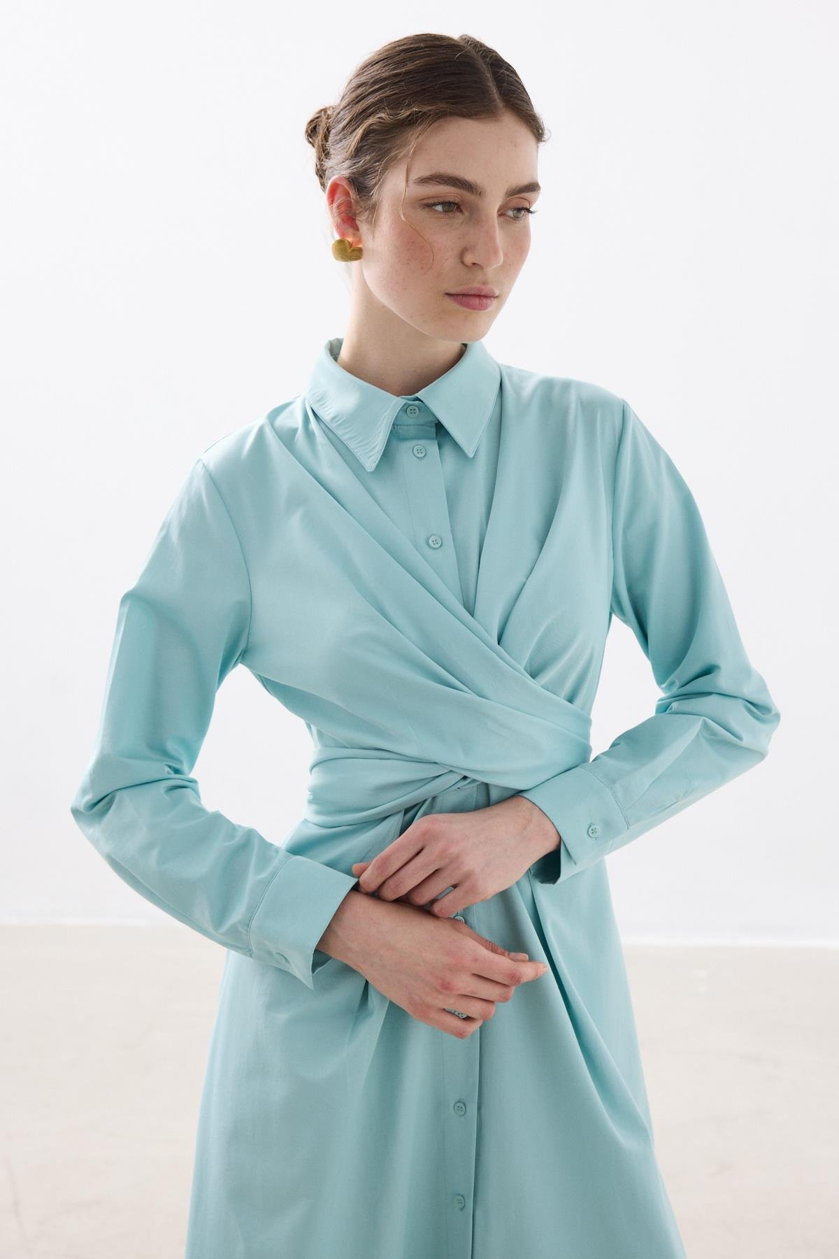 ORCHID POPLİN ELBİSE AQUA