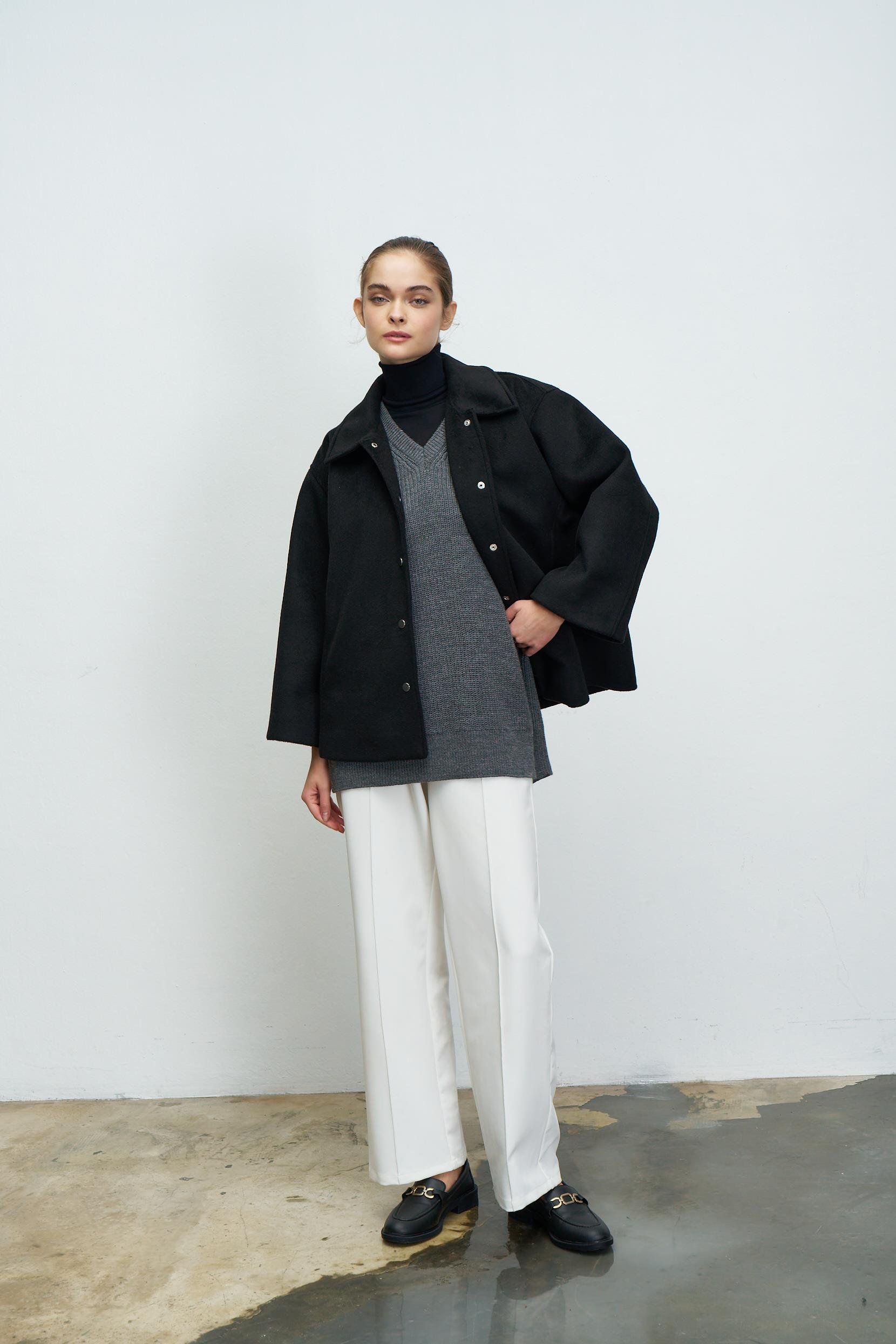 OVERSIZE TRİKO SÜVETER ANTRASİT